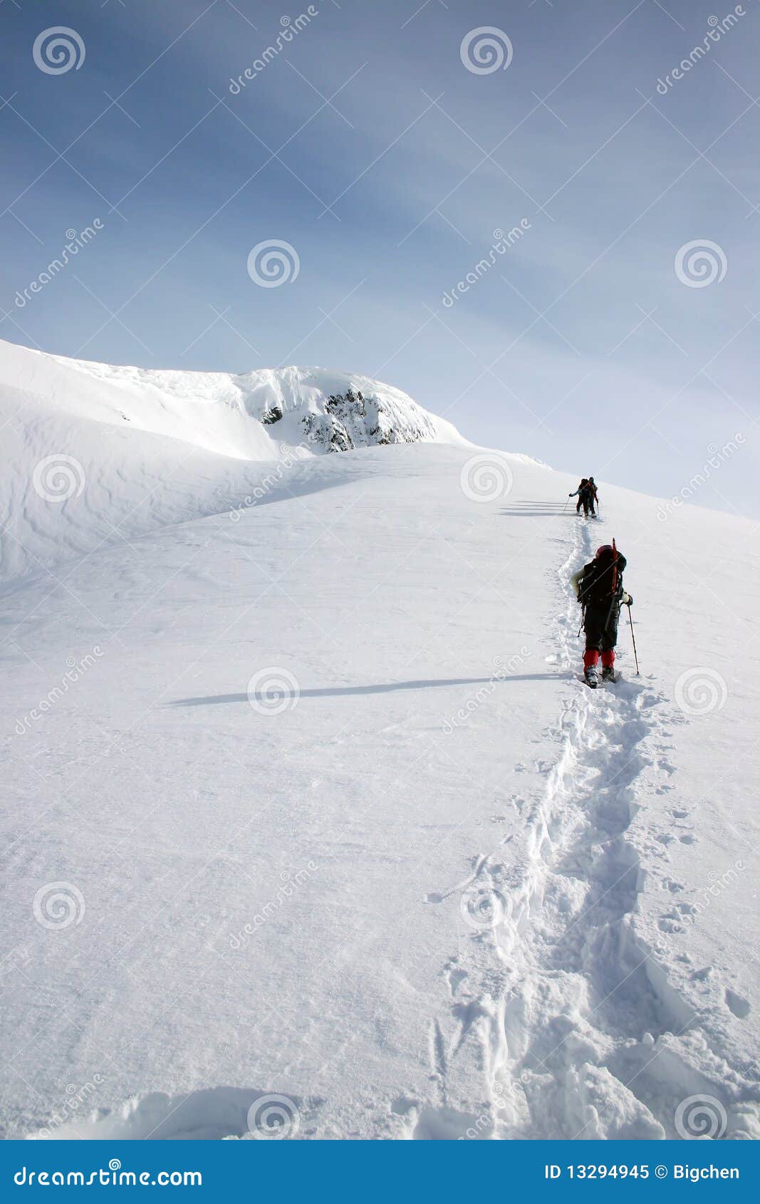 A View of Winter Mountain Hiking Stock Image Image of light