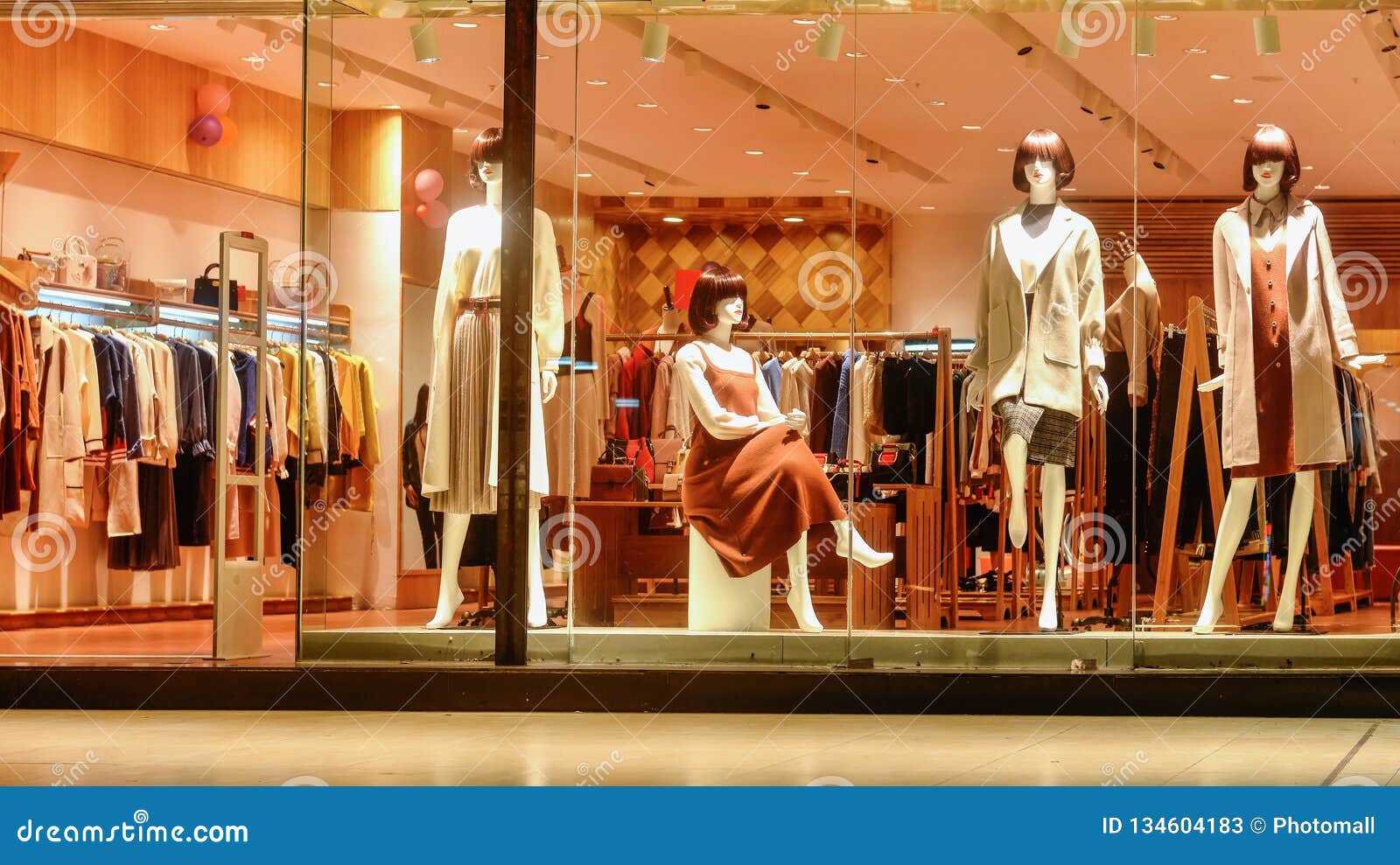 Fashion Shop Window Front in Shopping Mall Stock Image - Image of ...