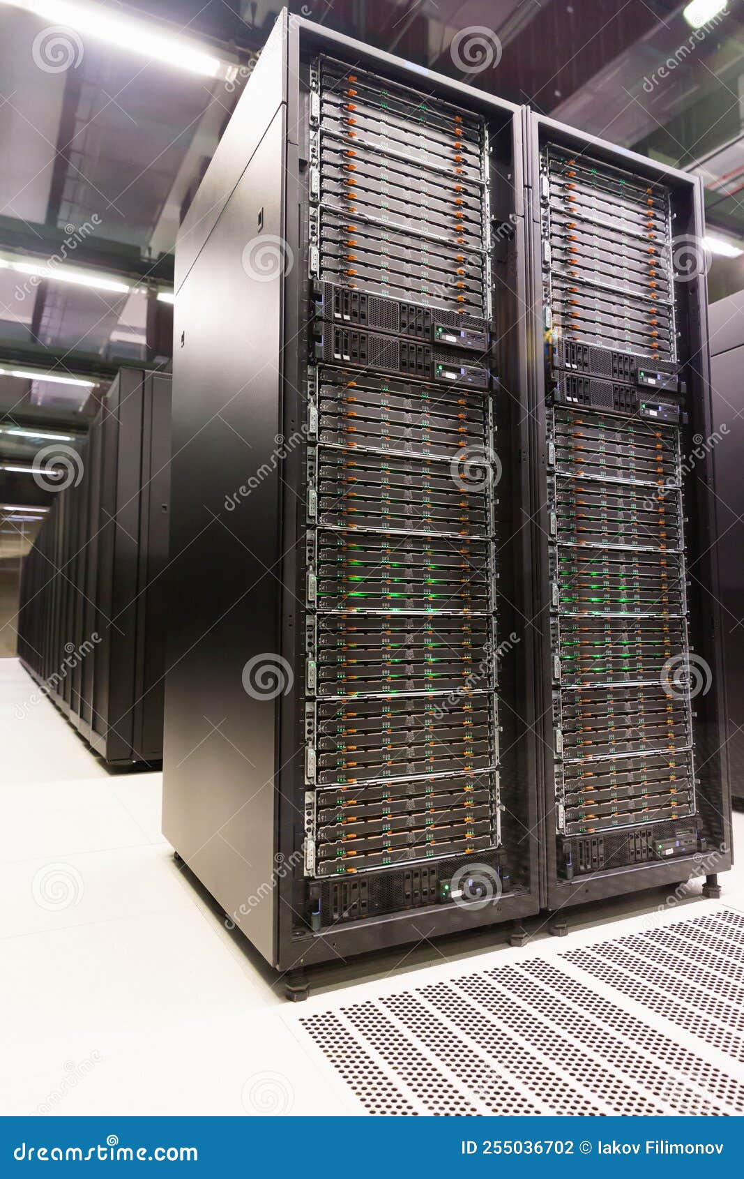 Server room in data center stock photo. Image of hightech 255036702