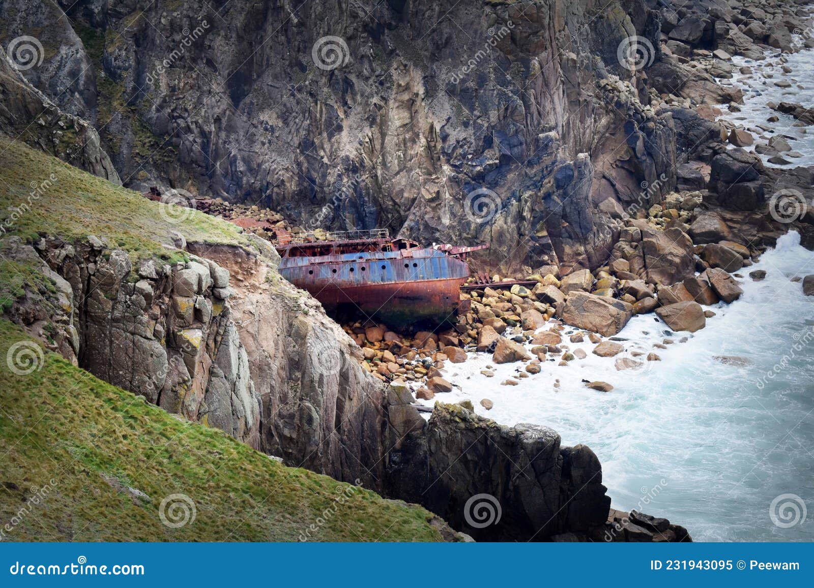 shipwreck viewed from the south west coastal path