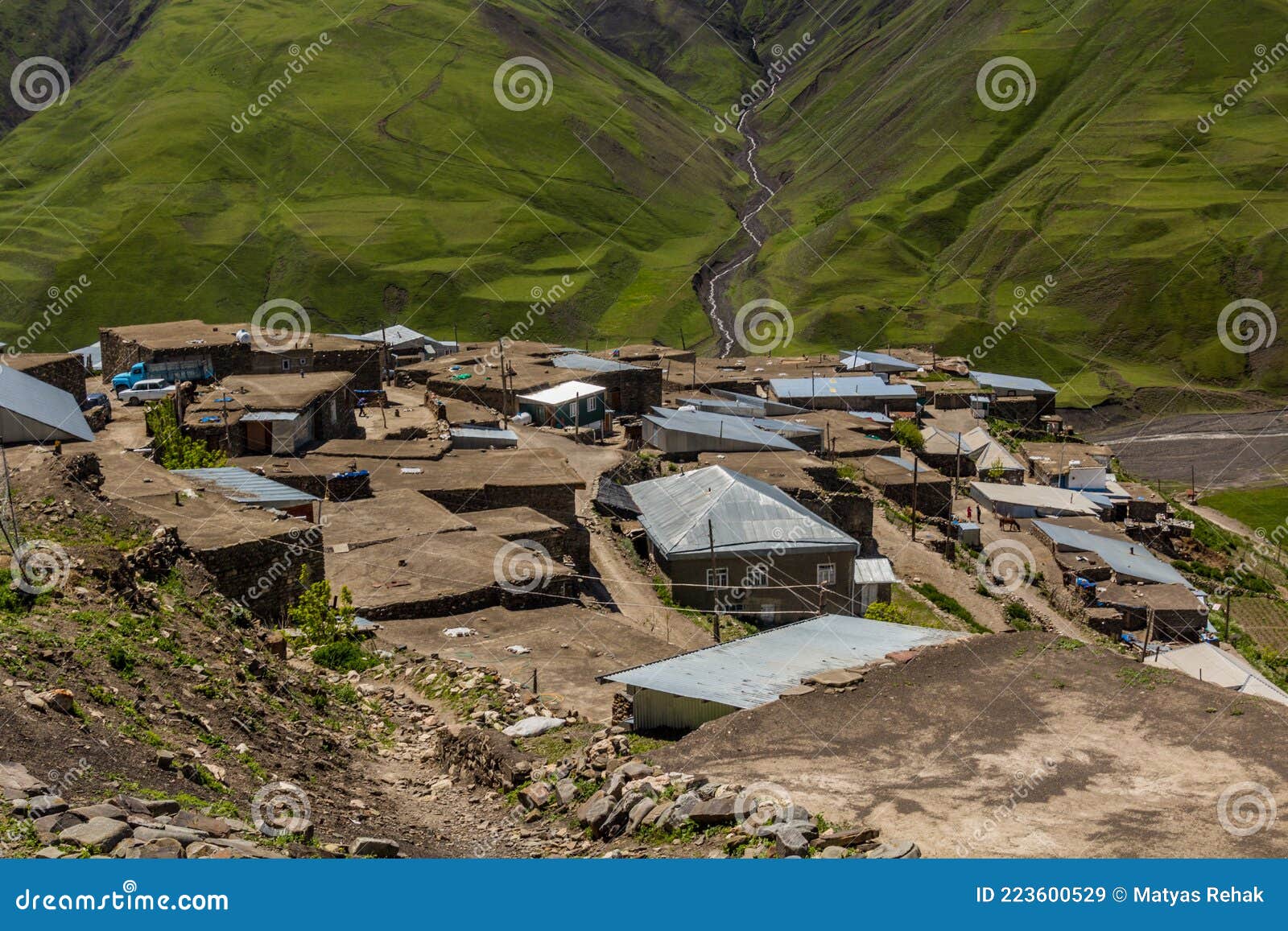 view of xinaliq khinalug village, azerbaij