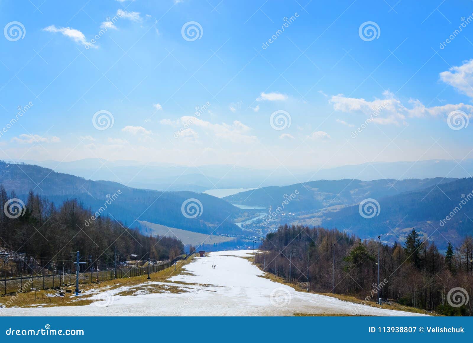 view from zar mountain in the sunny day. poland