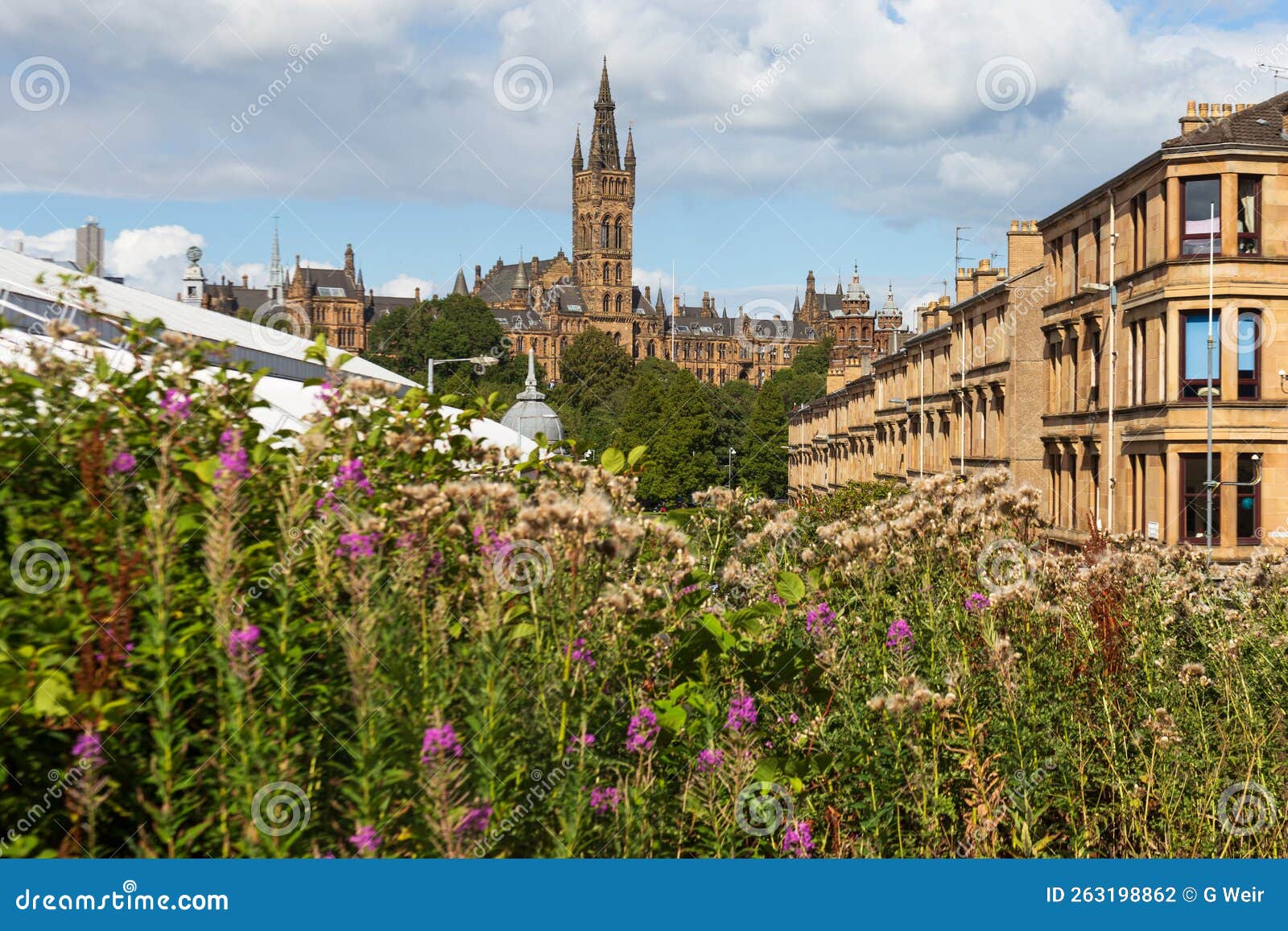 views of glasgow university on a summer's day