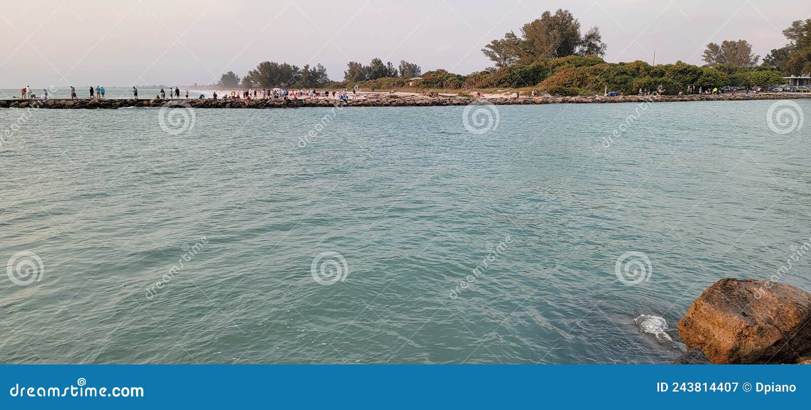 Views of the South Jetty at Sunset in Venice Florida Stock Image