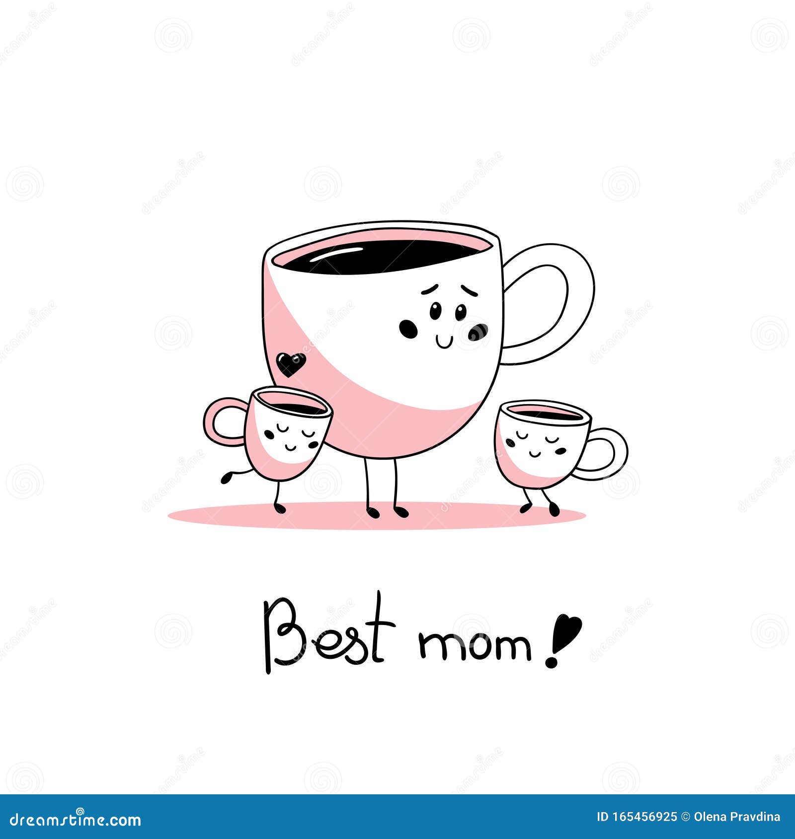 Vignetta Carnosa Con Tazze Di Caffè Mamma E Bambini Illustrazione  Vettoriale - Illustrazione di colazione, famiglia: 165456925