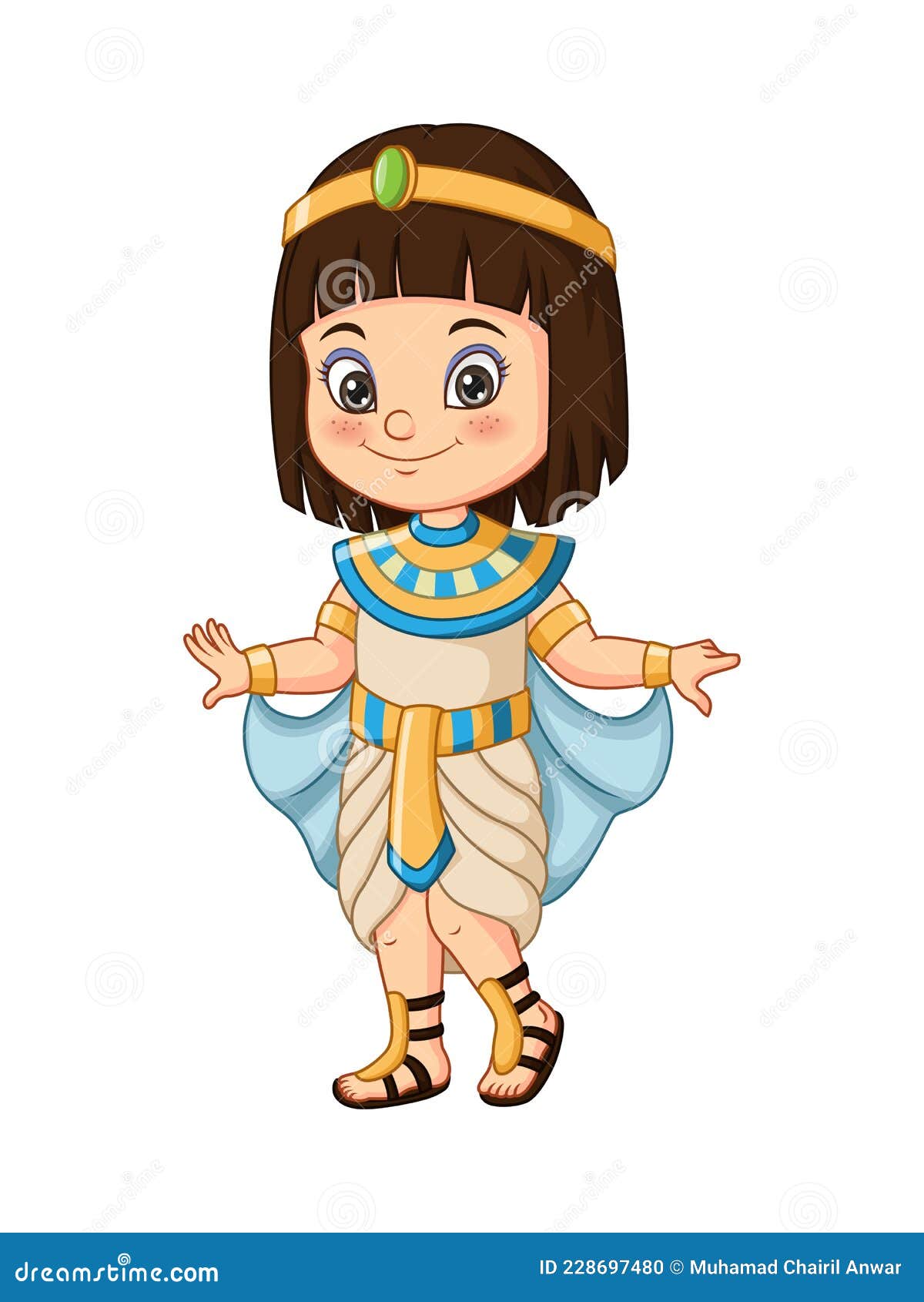 Vignetta Di Una Bambina Egiziana in Costume Da Cleopatra Illustrazione  Vettoriale - Illustrazione di mito, infanzia: 228697480