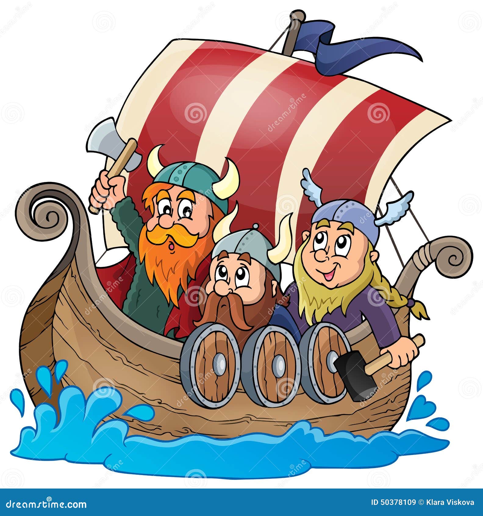 Viking-beeld 1 van het schipthema - de vectorillustratie van eps10