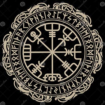 Viking Design. Magical Runic Compass Vegvisir, in the Circle of Norse ...