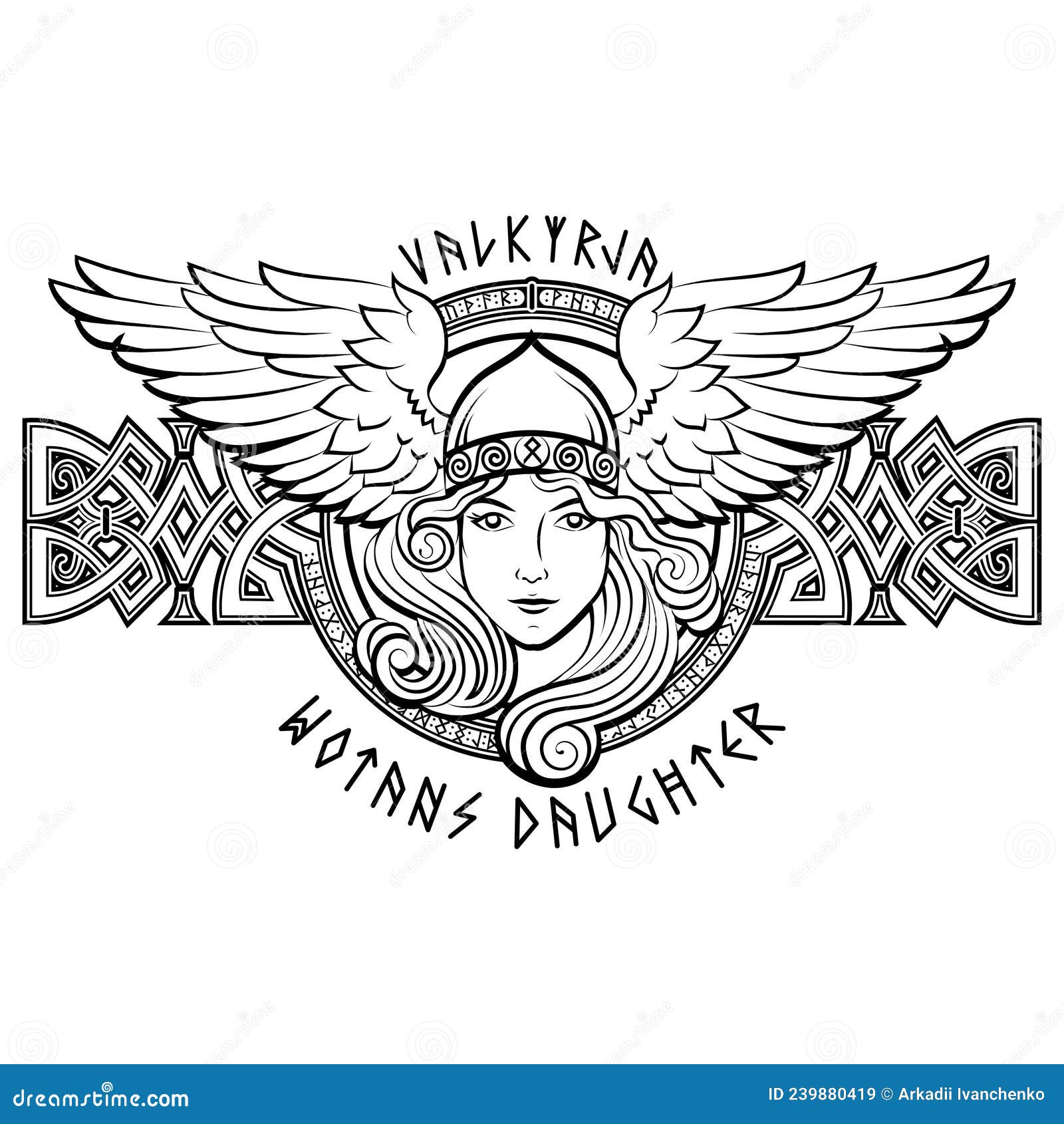 viking . valkyrie in a winged helmet. image of valkyrie, a woman warrior from scandinavian mythology