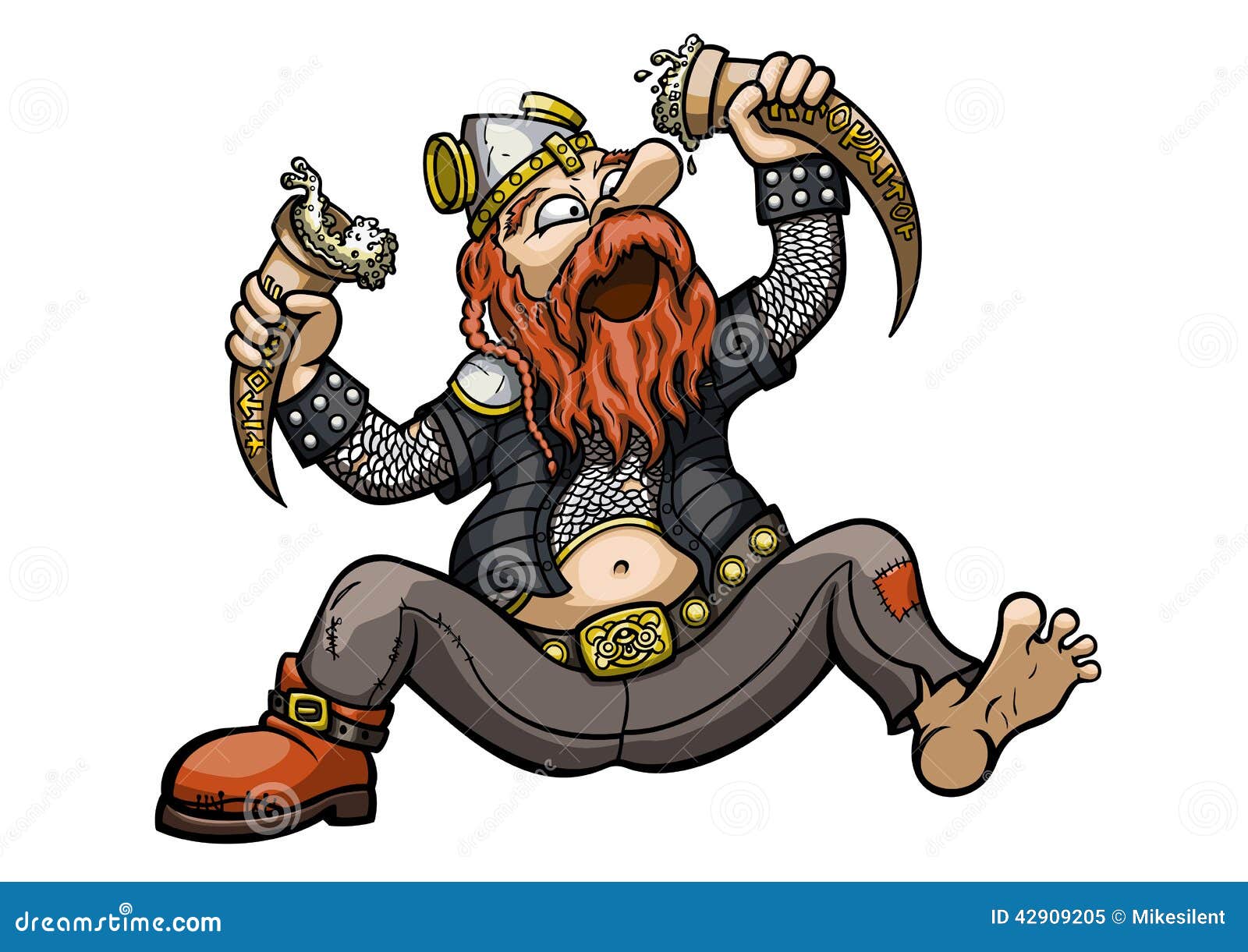 Viking Drinks Von Den Trinkenden Hörnern Stock Abbildung Illustration