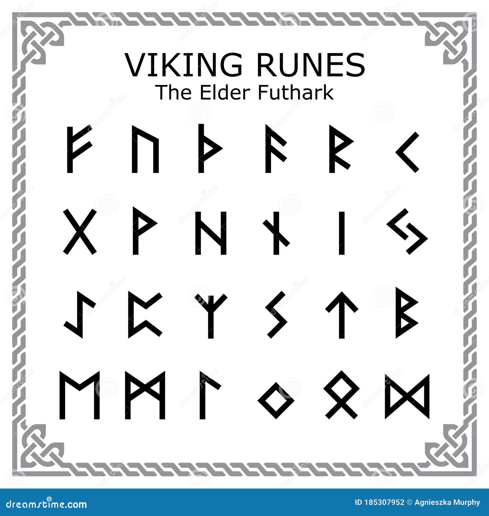 Alfabeto De Runas: El Diseño Vectorial Elder Futhark Con Letras Y