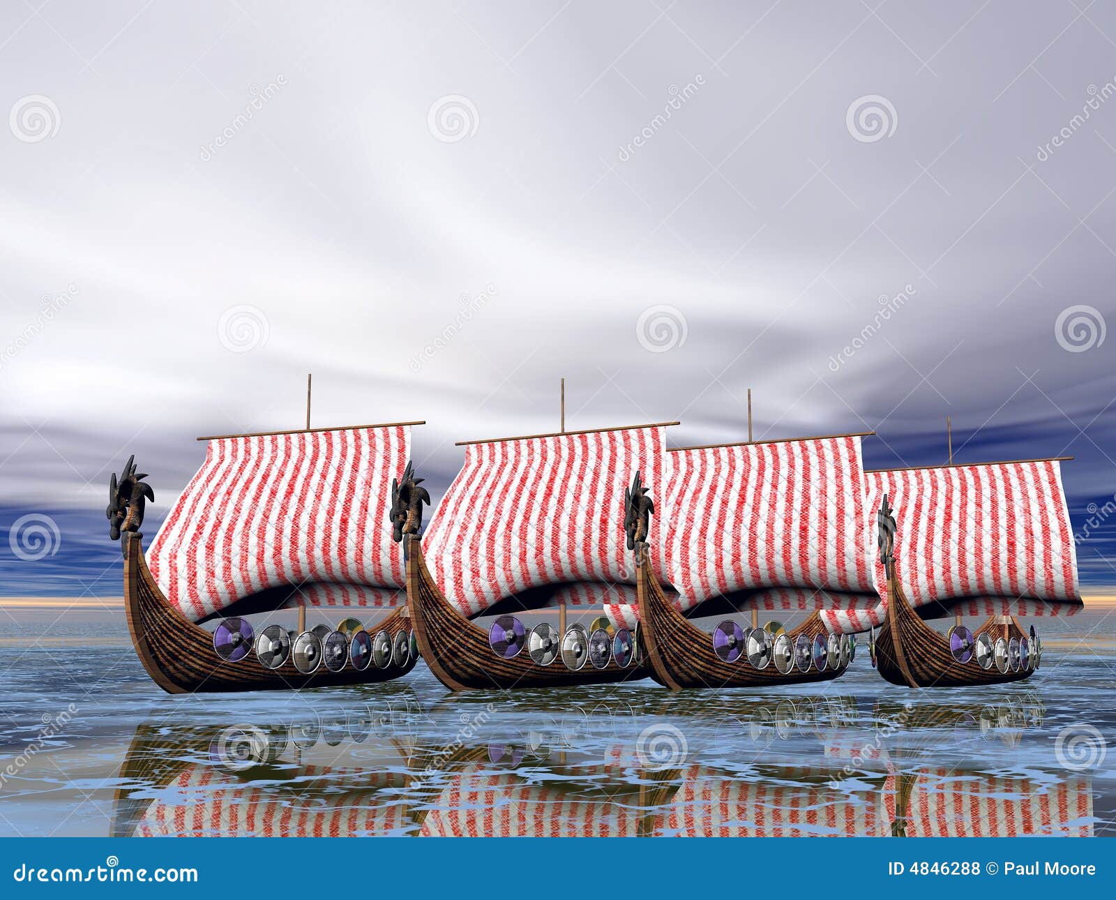 Viking Fleet of Ships stock illustration. Illustration of fleet 4846288