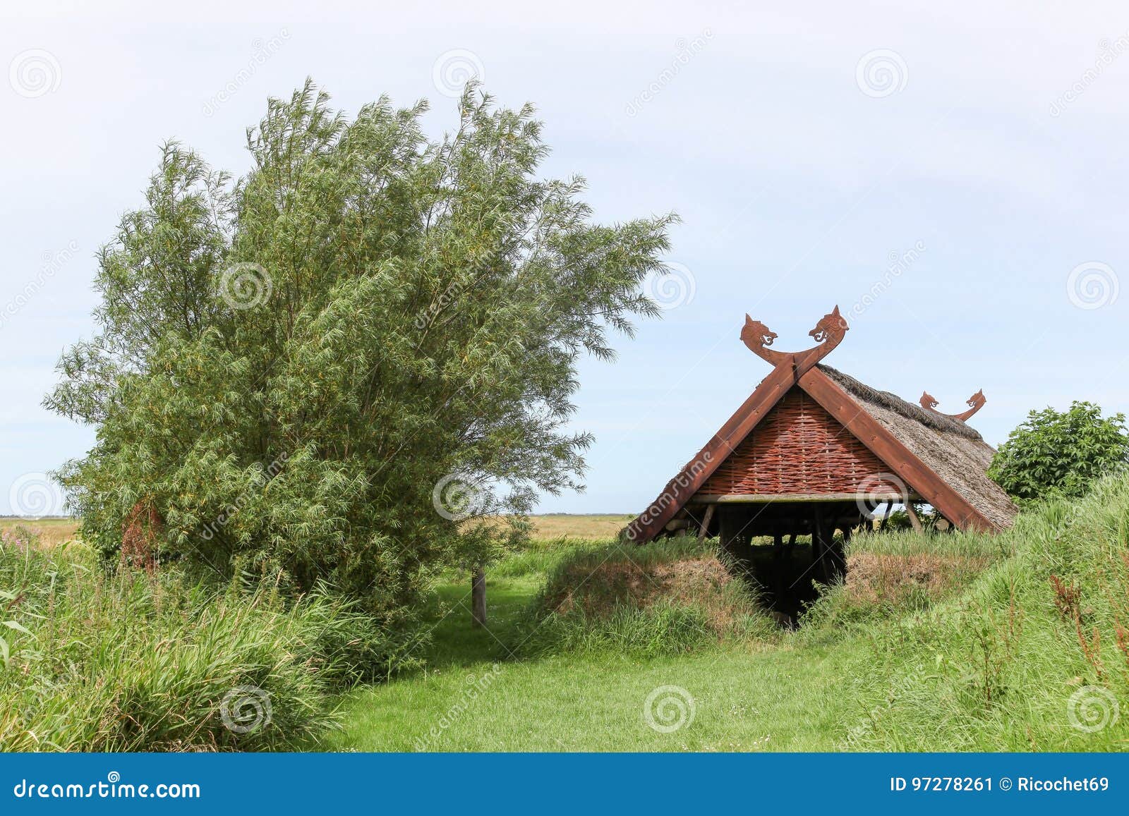 Viking House at Bork Viking Harbour Stock Image Image of wood
