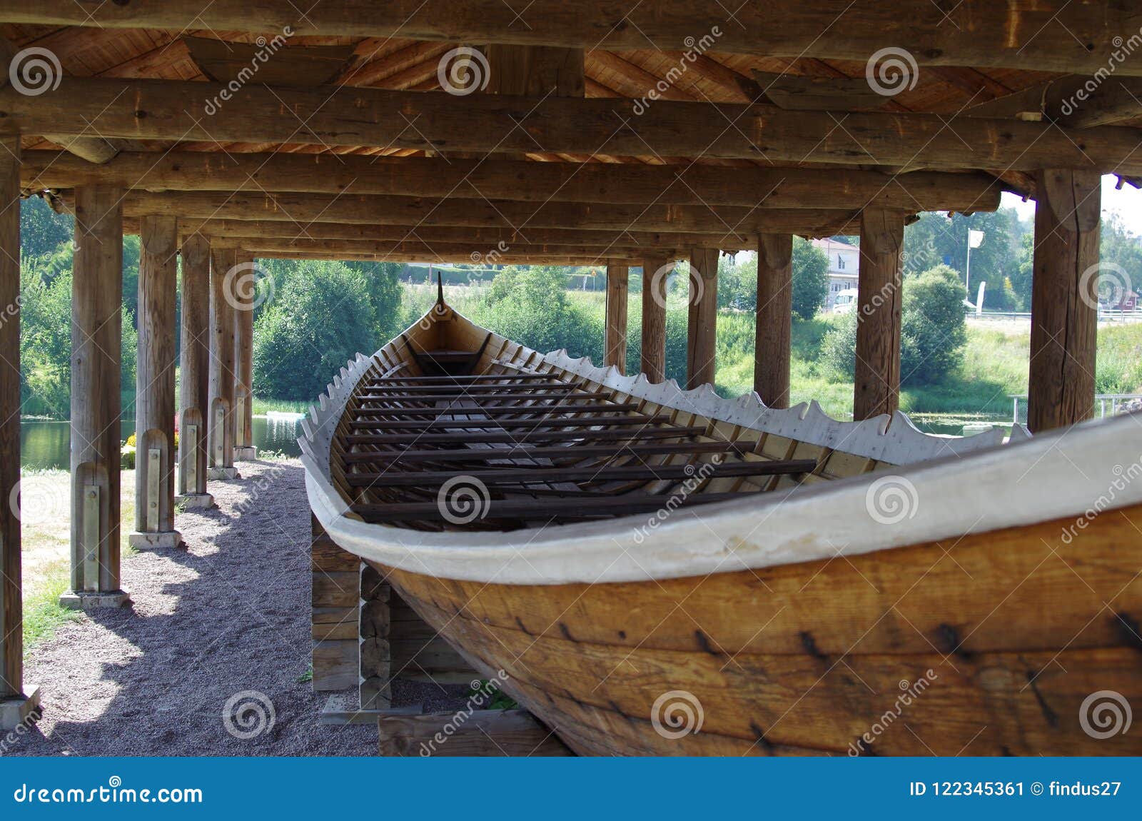 viking longboat in dalarna , sweden