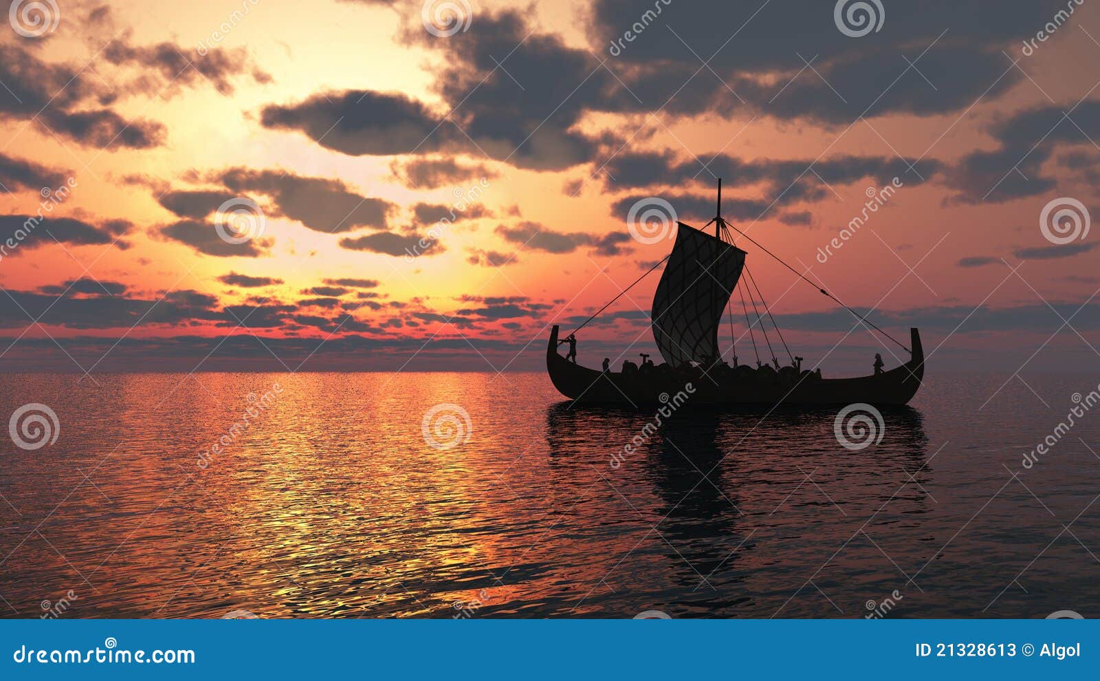 Viking Longship at Sunset stock illustration. Illustration ...