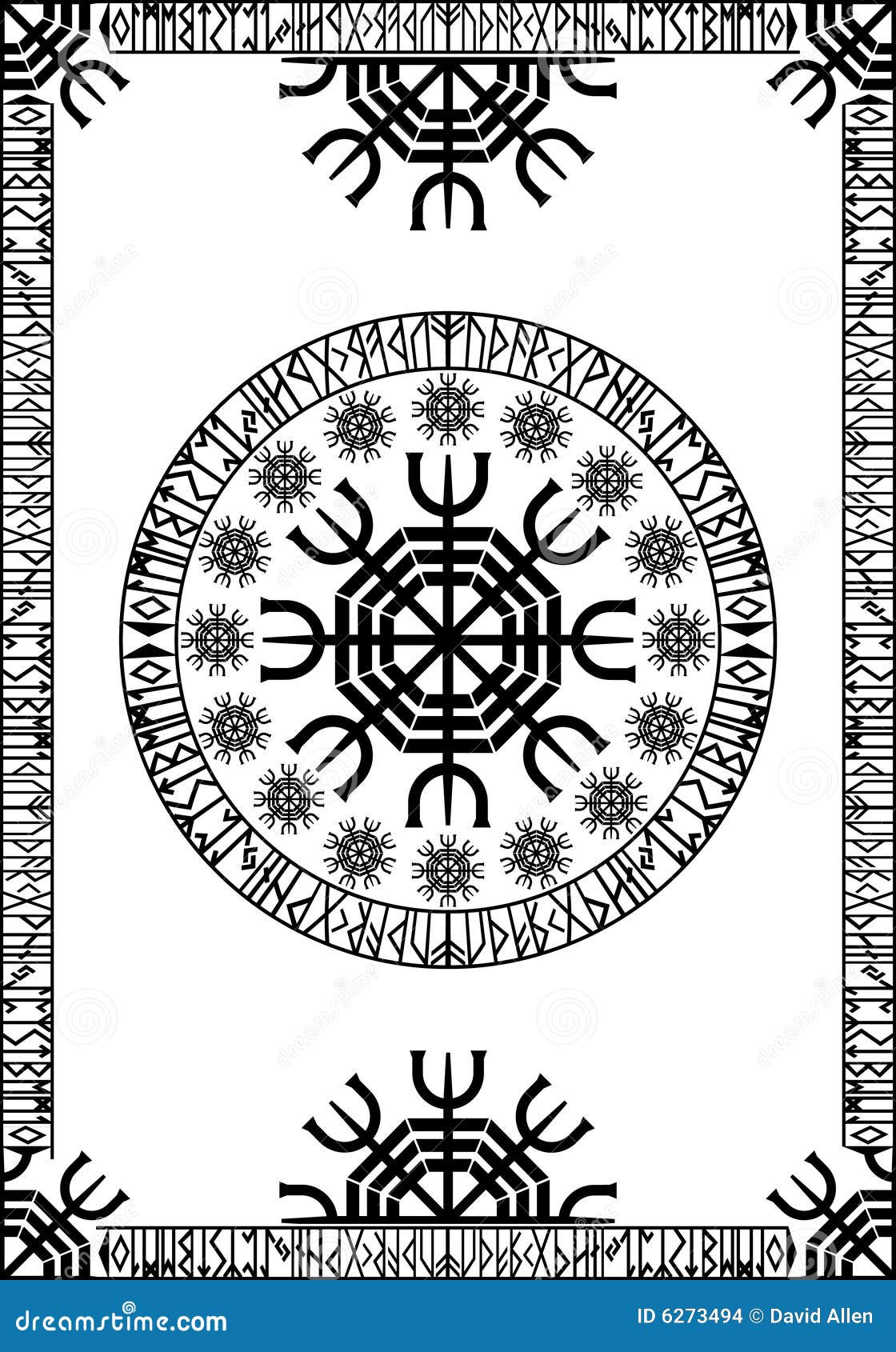 Viking runic panel stock illustration. Image of flourish 