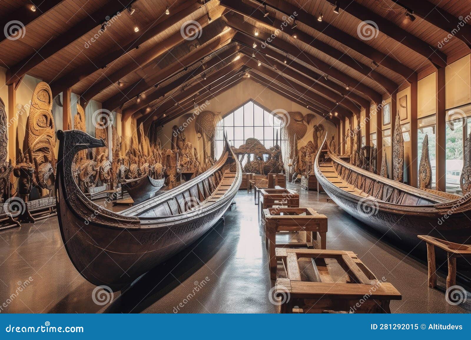 Viking Ship Replicas at a Historical Maritime Museum Stock Image
