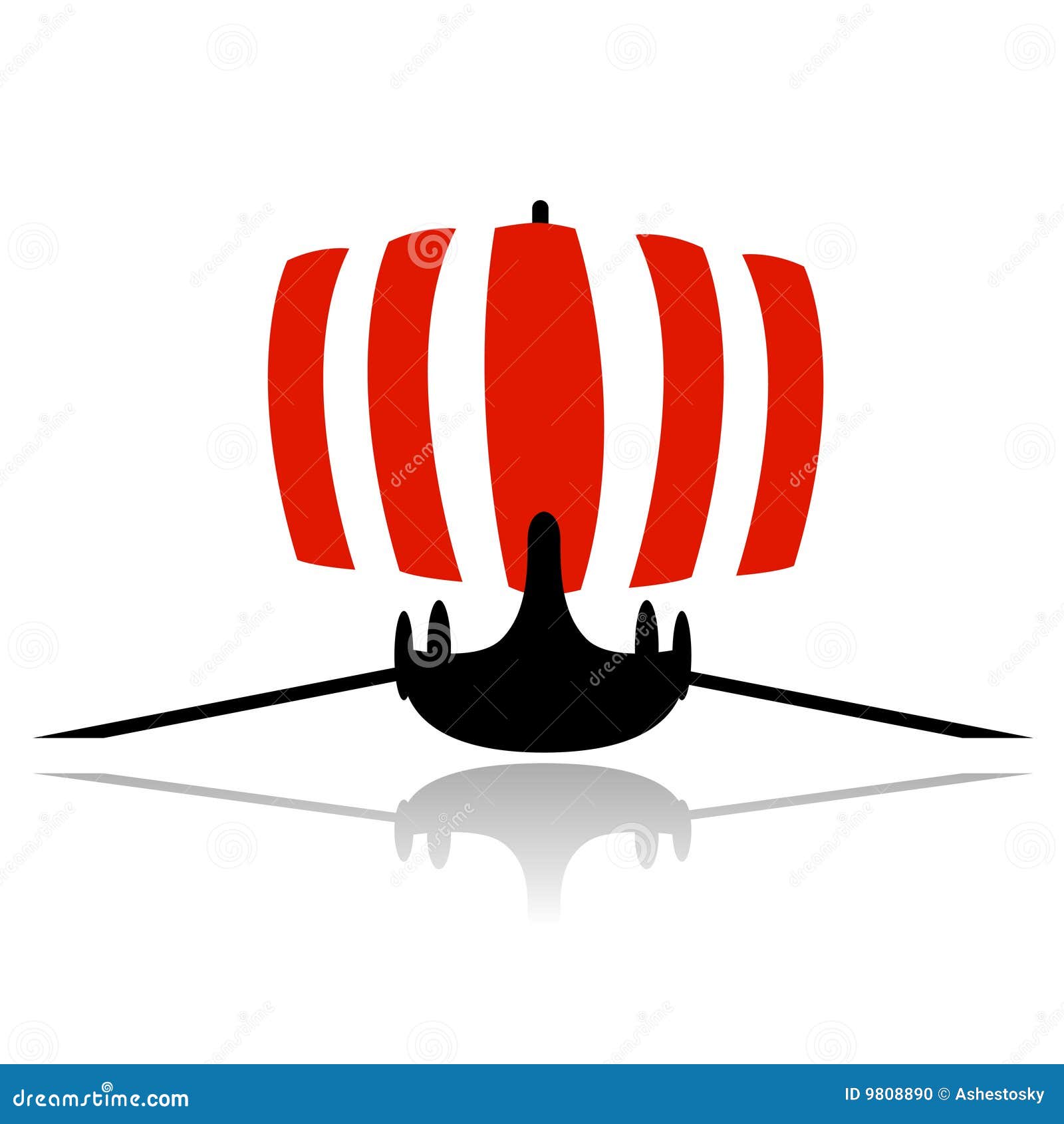 Vector illustration of viking ship sailboat as silhouette, could be 