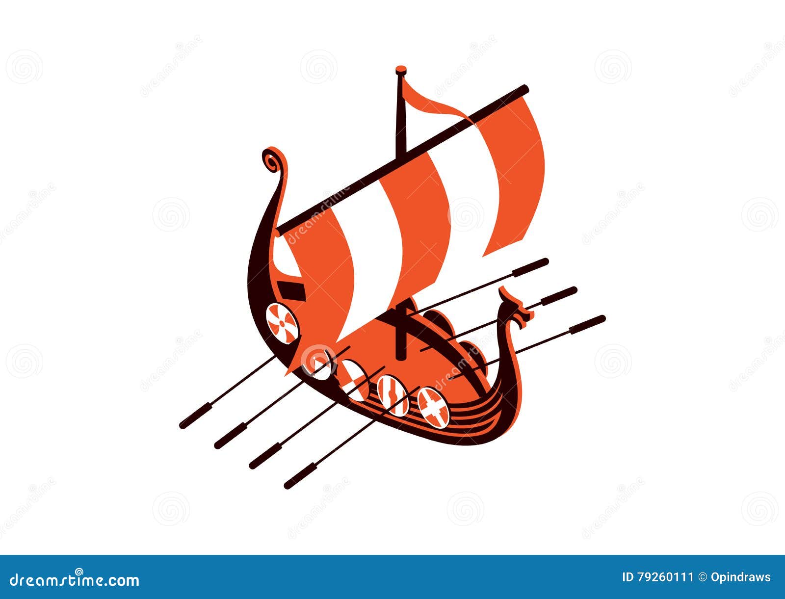Viking ship stock vector. Illustration of sailboat, warship - 79260111