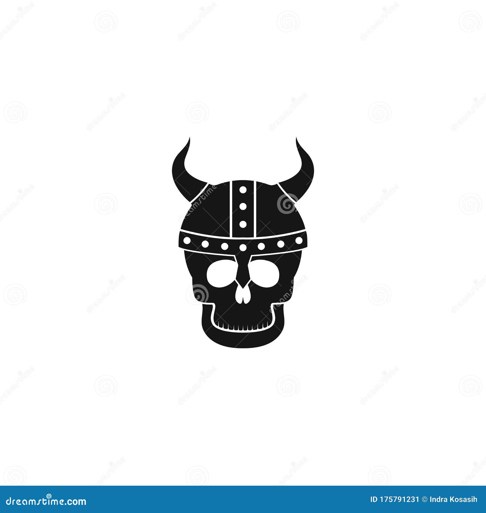 Viking Skull With Helmet Logo Vector Icon Illustration Stock Vector