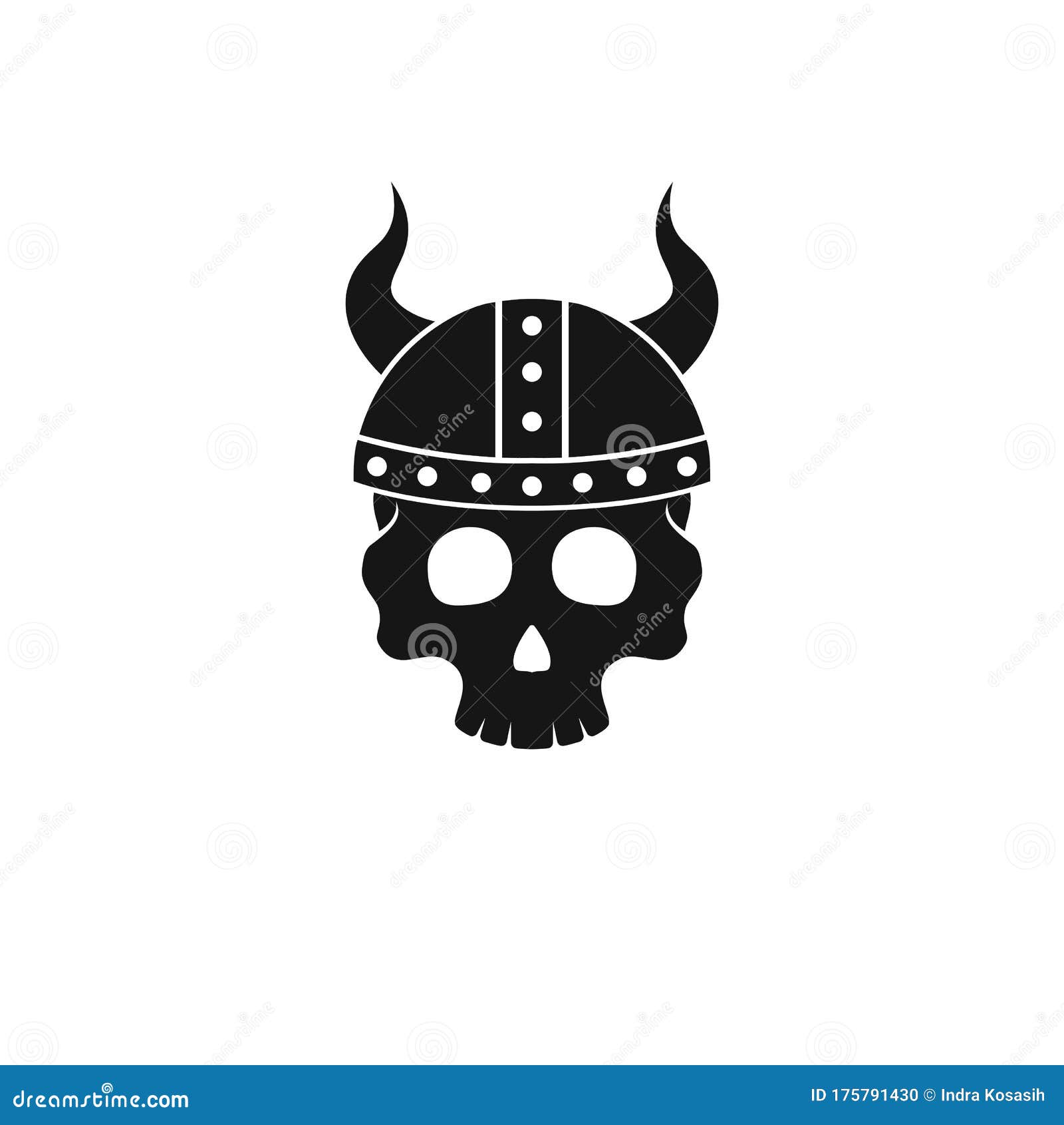 Viking Skull With Helmet Logo Vector Icon Illustration Stock Vector