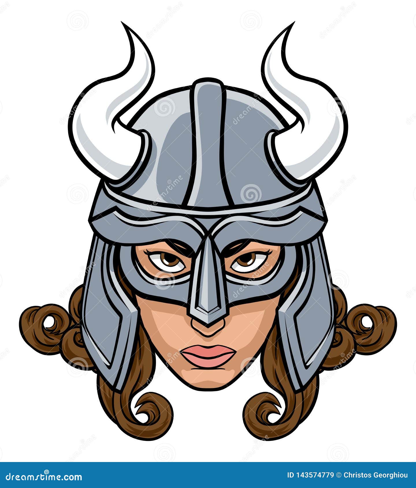 Viking Woman Warrior Mascot Cartoon Vector | CartoonDealer.com #143574779