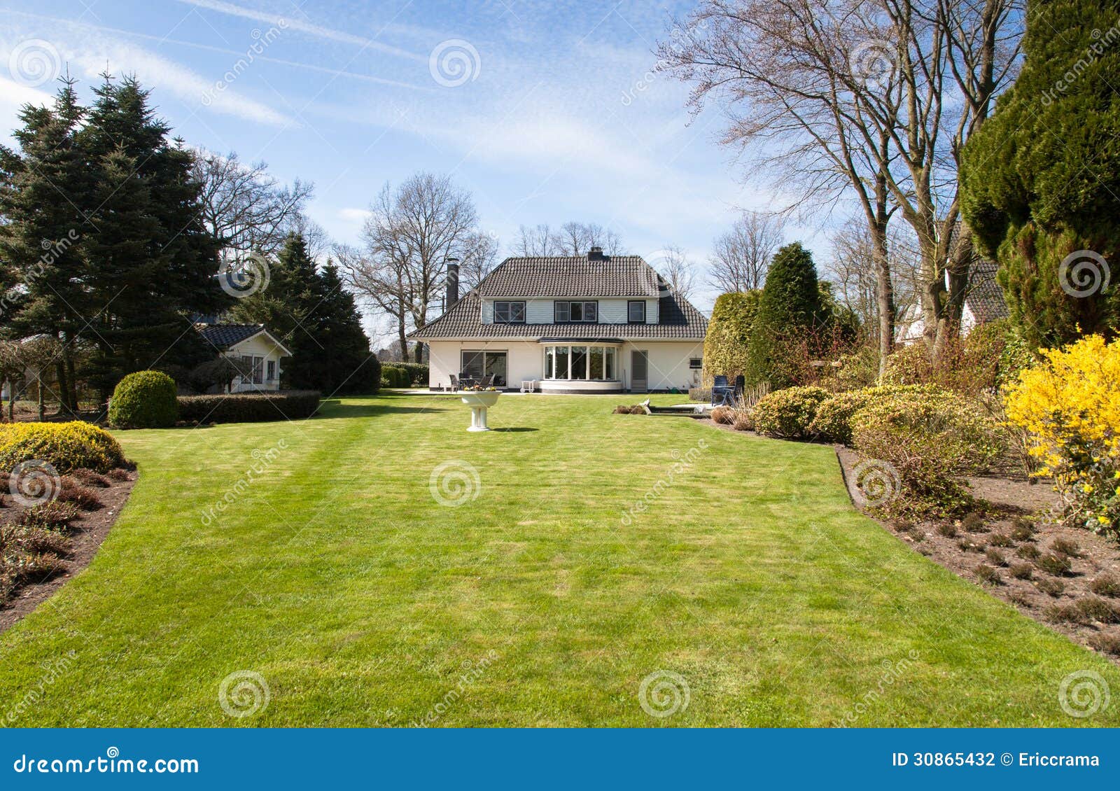 Villa with big yard stock photo. Image of large, spacious ...