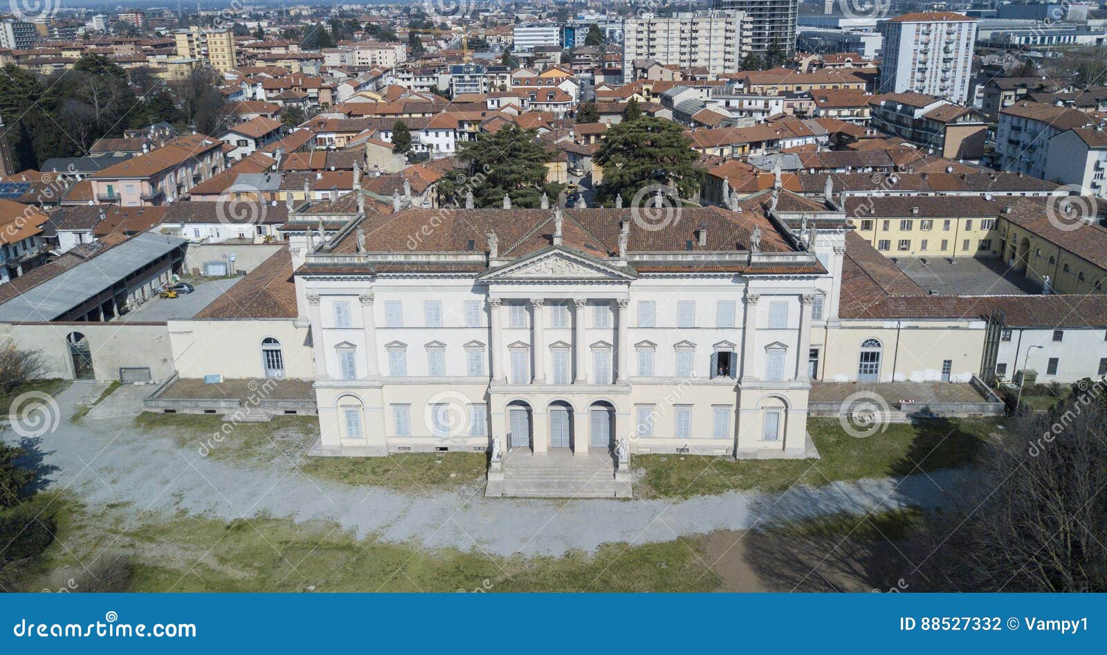 villa cusani tittoni traversi, panoramic view, aerial view, desio, monza and brianza, italy