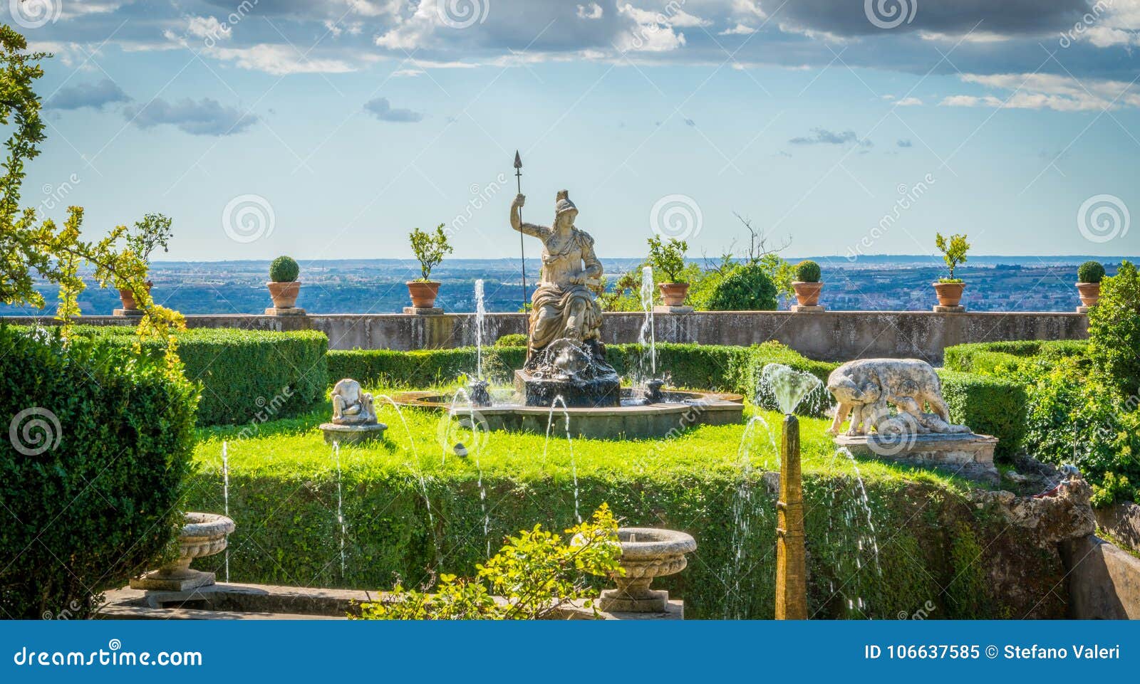 the rometta fountain in villa d`este, tivoli, rome province, lazio, central italy.