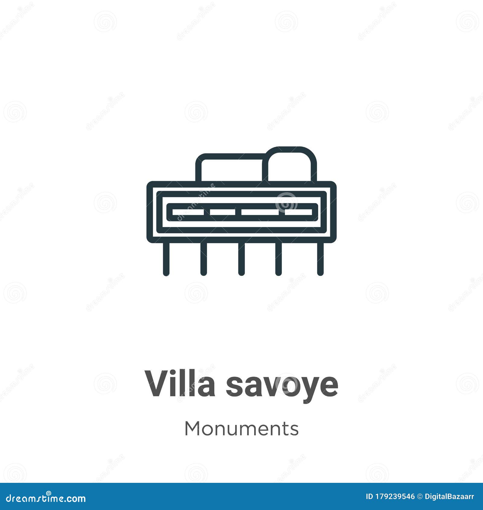 villa savoye outline  icon. thin line black villa savoye icon, flat  simple   from editable