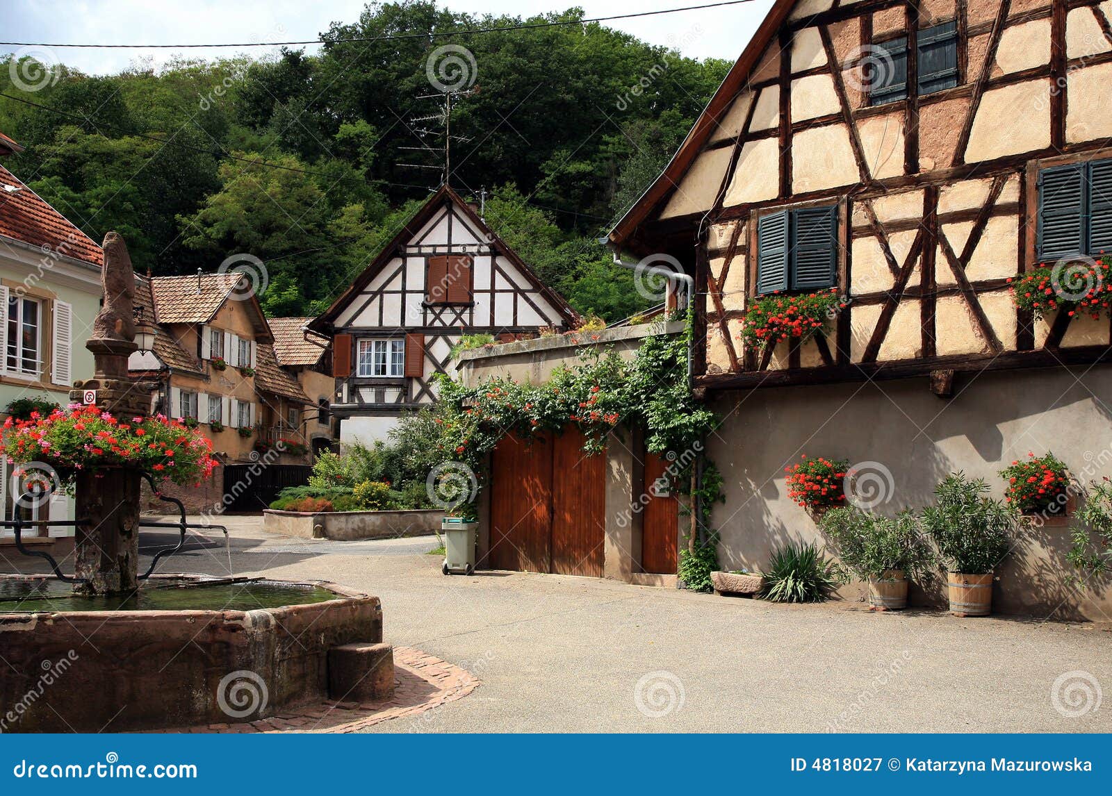 Village in Alsace stock image. Image of decorated, home 4818027