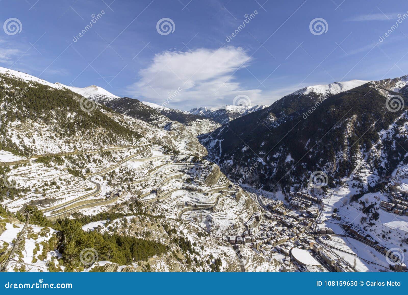 village of canillo view from observation deck, in roc del quer. andorra.