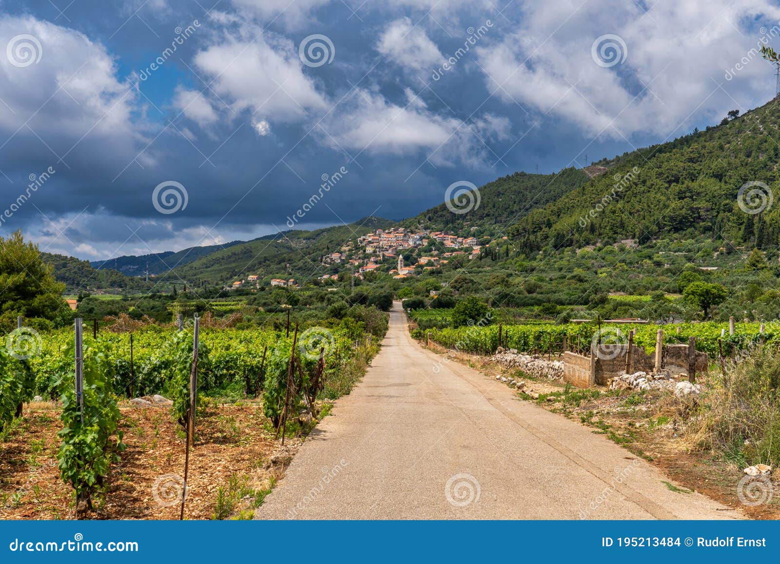 village of cara in green island landscape, korcula island in dalmatia, croatia
