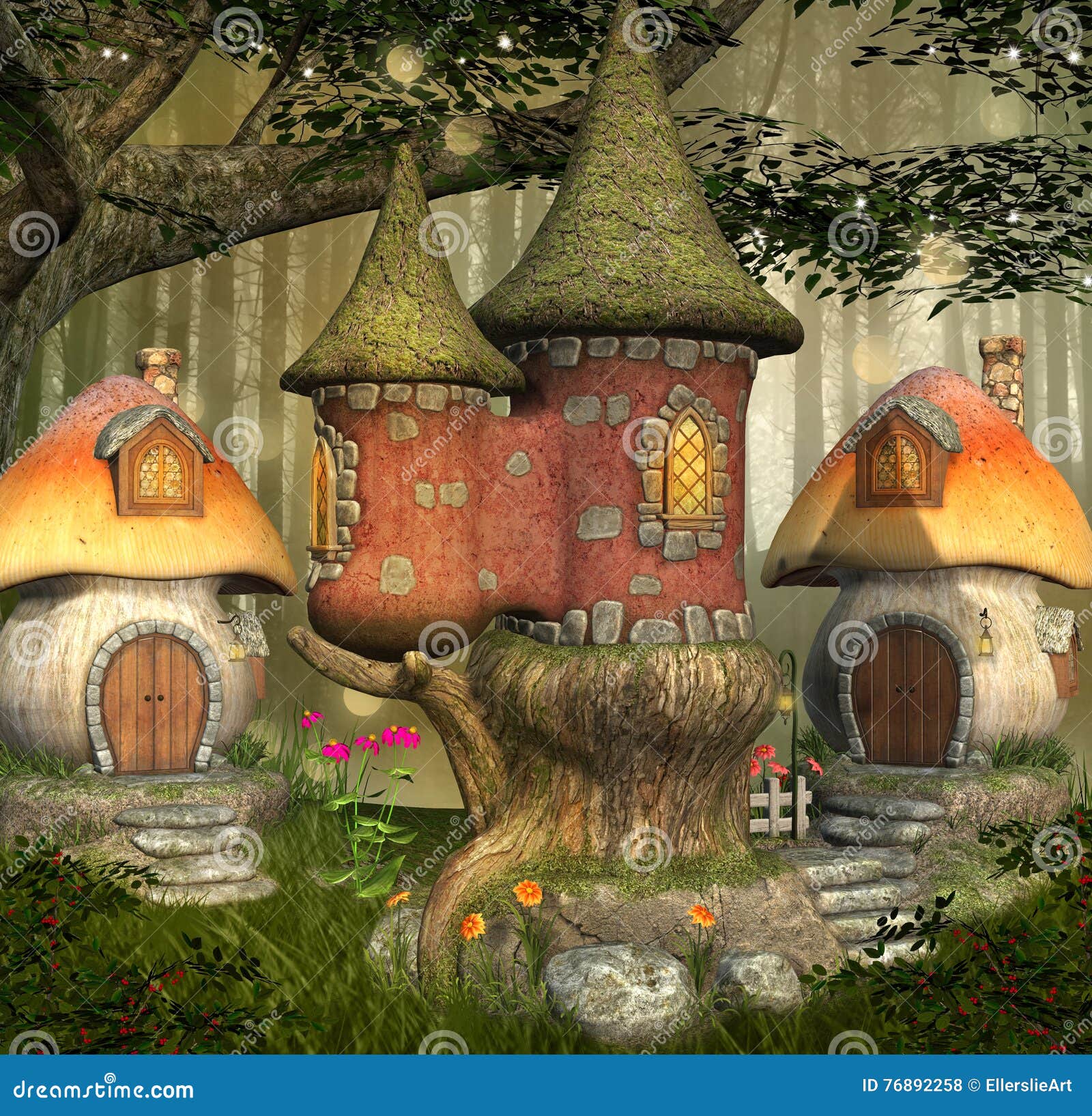 Village D'elfes D'imagination Illustration Stock Illustration du