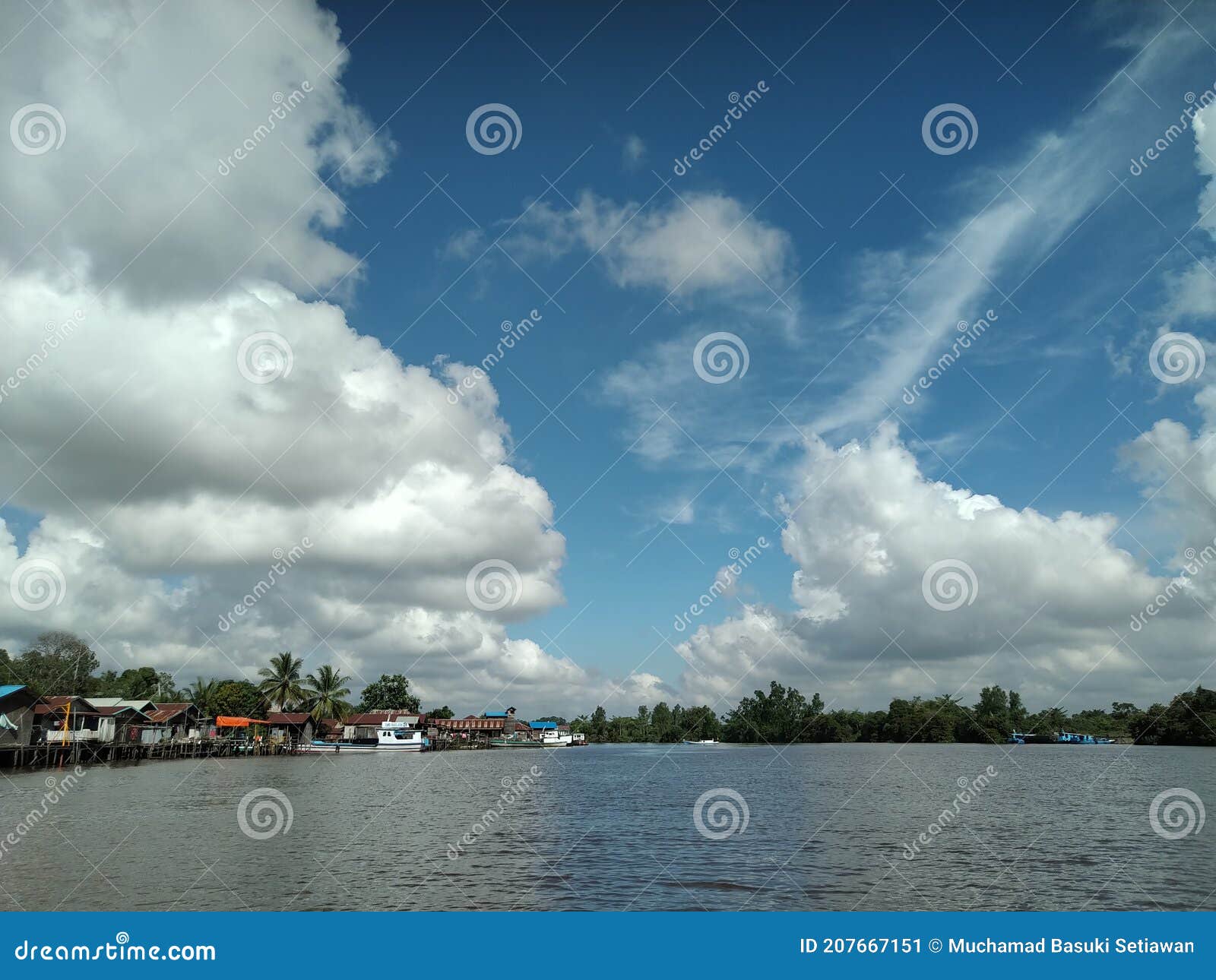Village at the Edge of the River Stock Image Image of boating, river