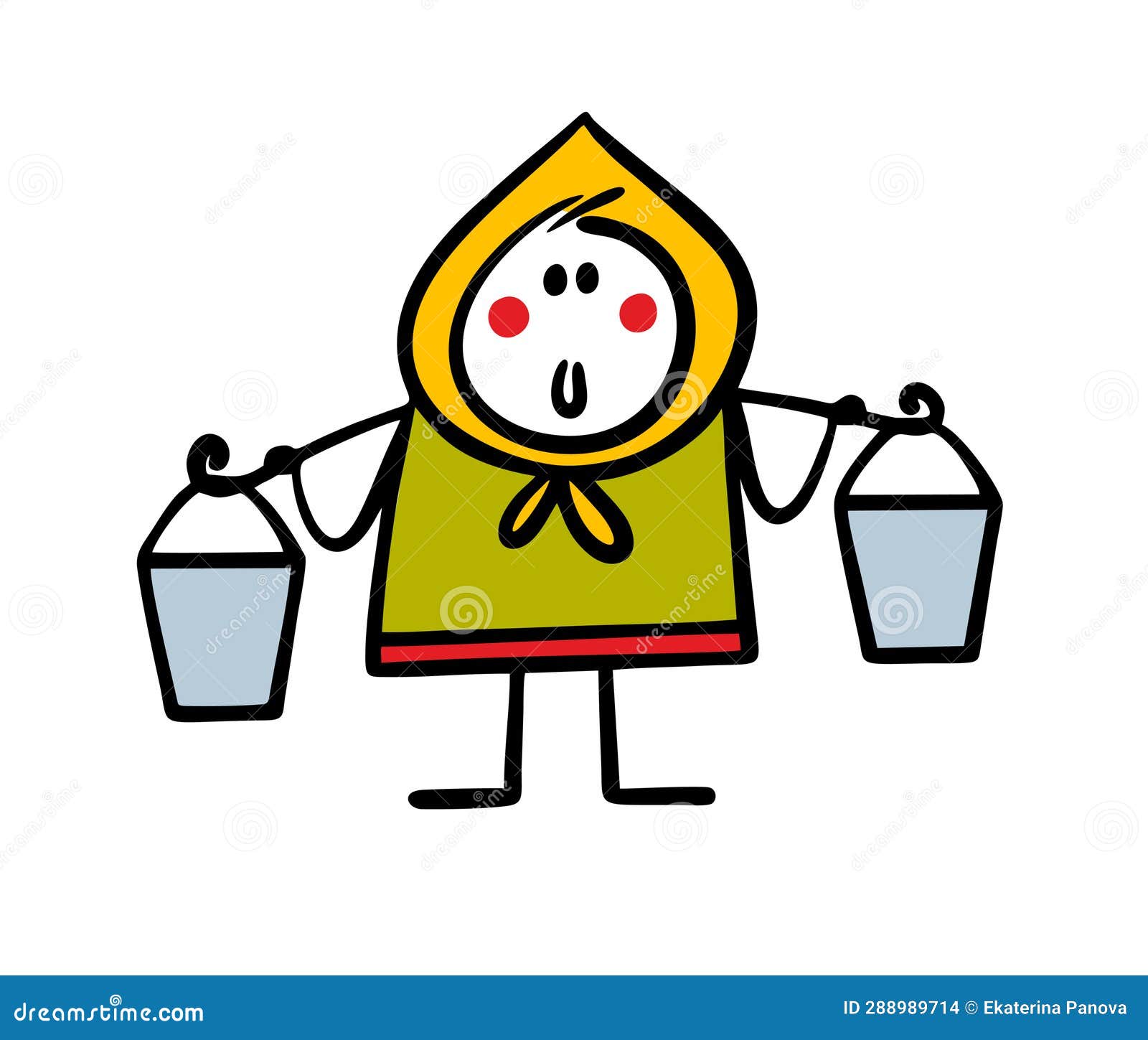 Home and Household Clipart-boy carring heavy water bucket clipart
