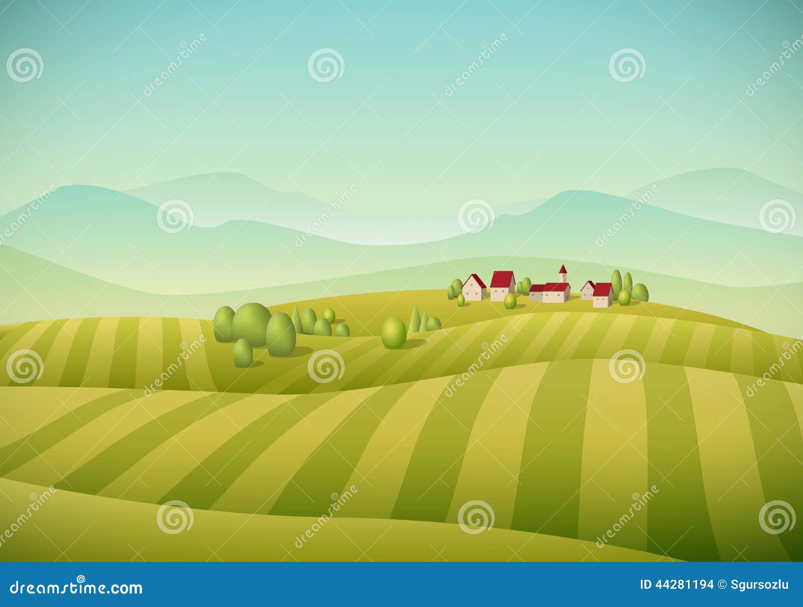Village Landscape Stock Vector - Image: 44281194