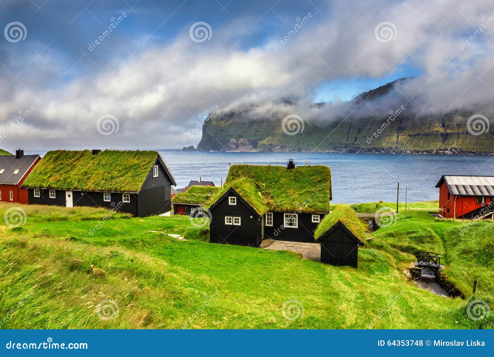 village of mikladalur, faroe islands, denmark