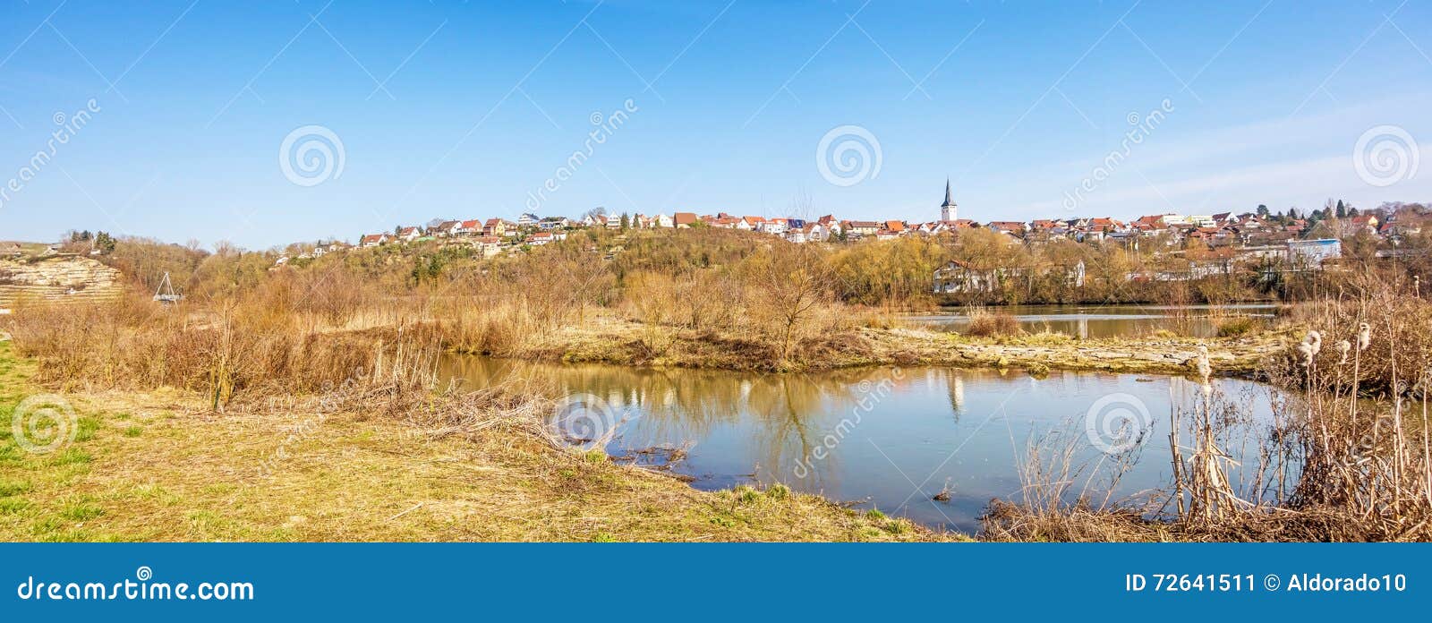 Village of Poppenweiler Panorama Skyline with Church Stock Image