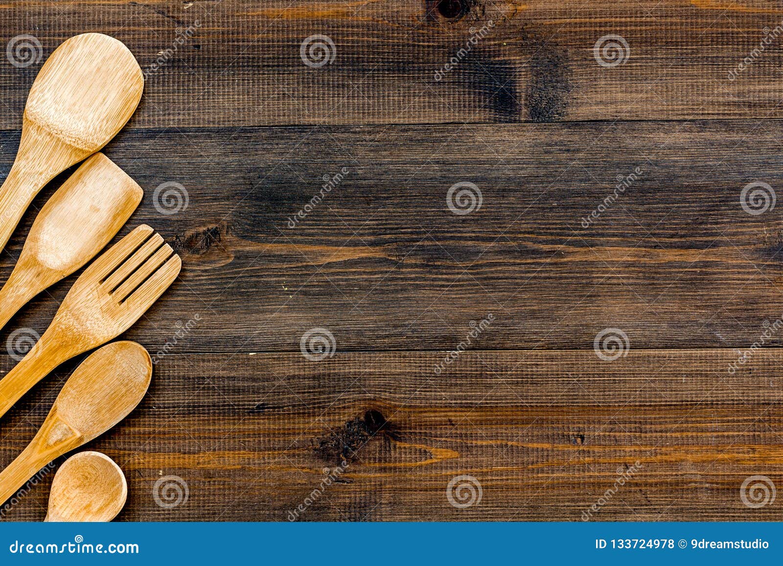 Download Village Tabel With Wooden Cutlery Set On Rustic Background Top View Mockup Stock Photo - Image ...