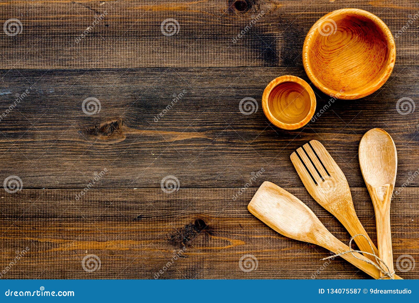 Download Village Table With Wooden Cutlery Set Rustic Background Top View Mockup Stock Image - Image of ...