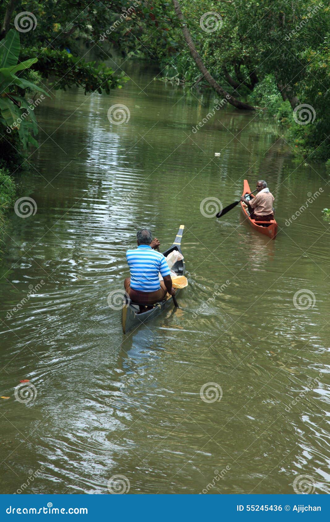 Villagers Row a Traditional Boat in the Backwaters Editorial Photo ...
