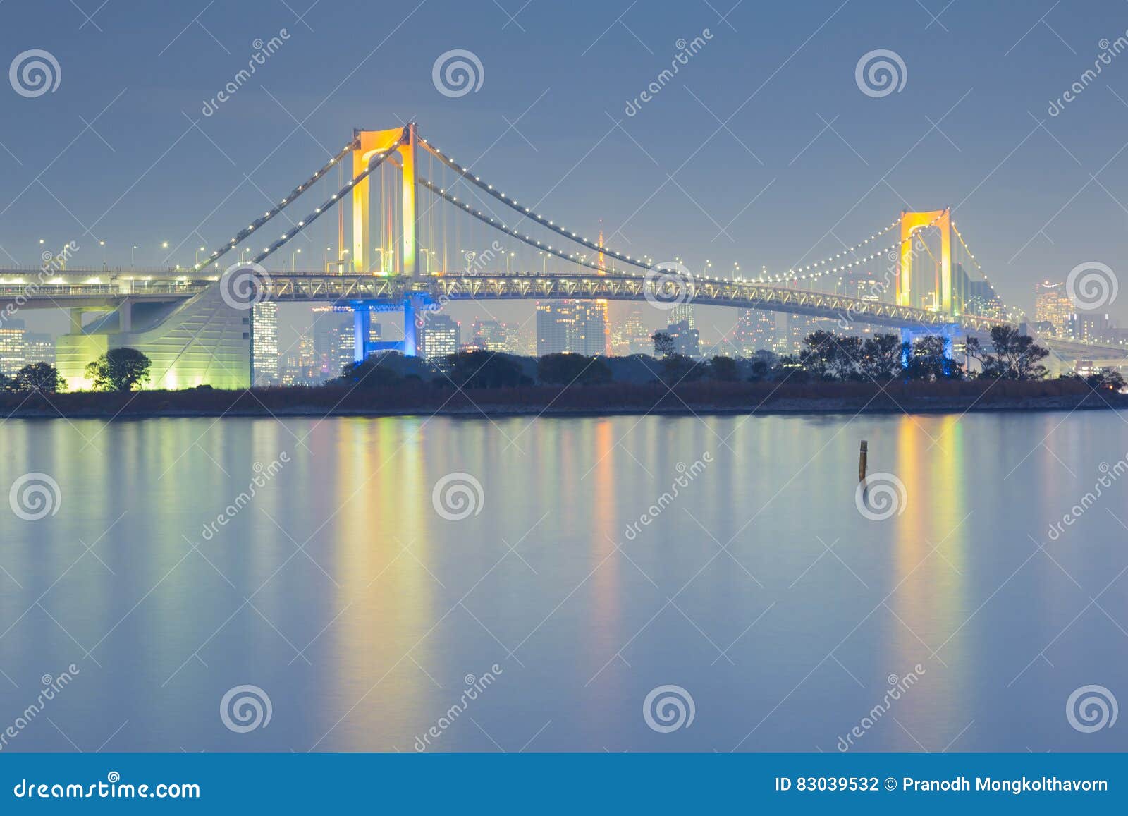 Ville De Tokyo De Croisement De Pont Suspendu D'arc-en-ciel Du