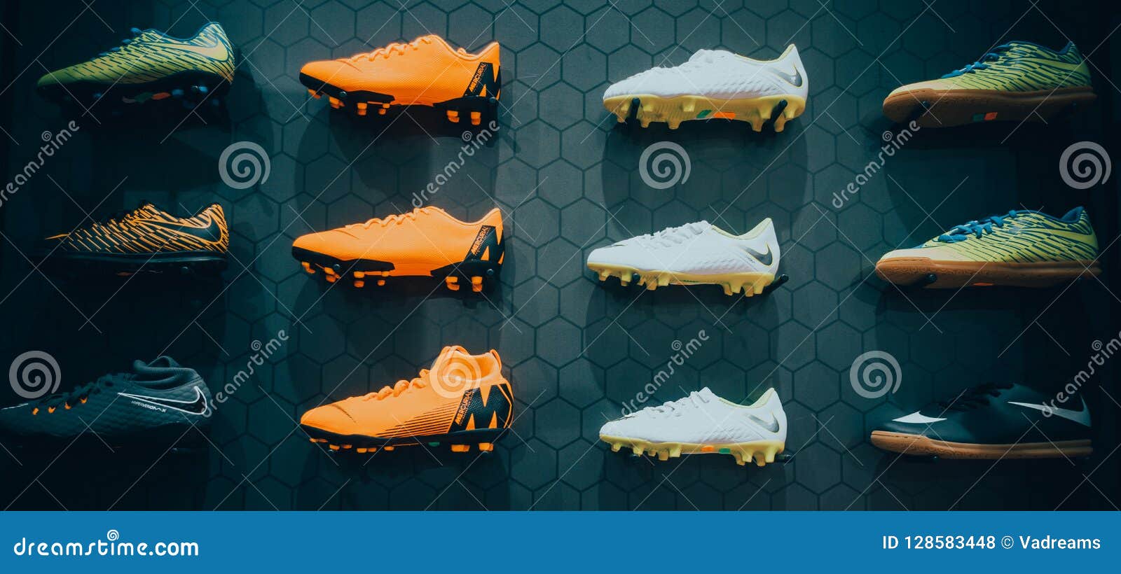 Vilnius, - August Nike Football Boots Displayed on Black Background in Sport Store Editorial Stock Photo Image of activity, retail: 128583448