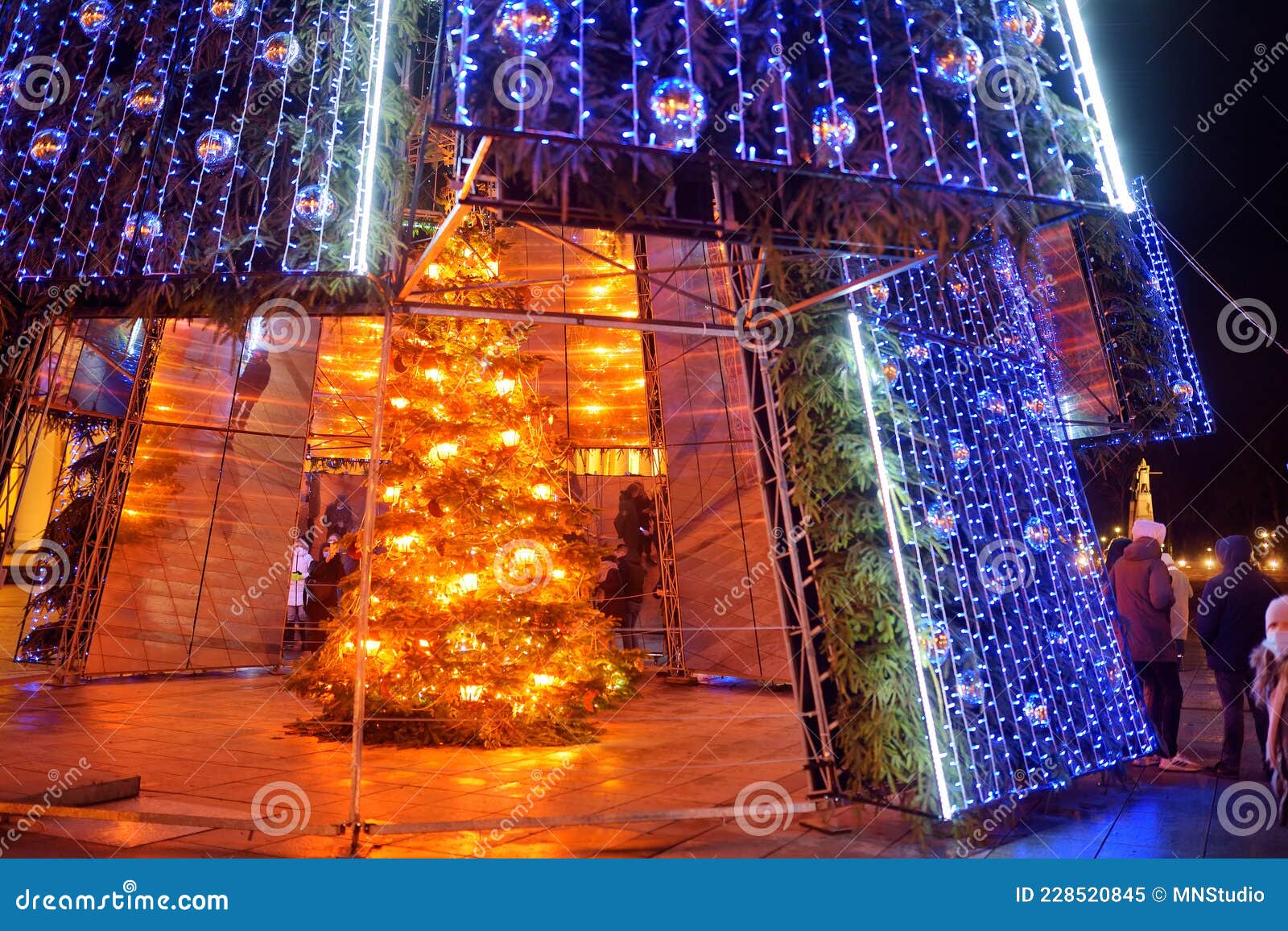 VILNIUS, LITHUANIA DECEMBER 2020 Beautiful Christmas Tree on the