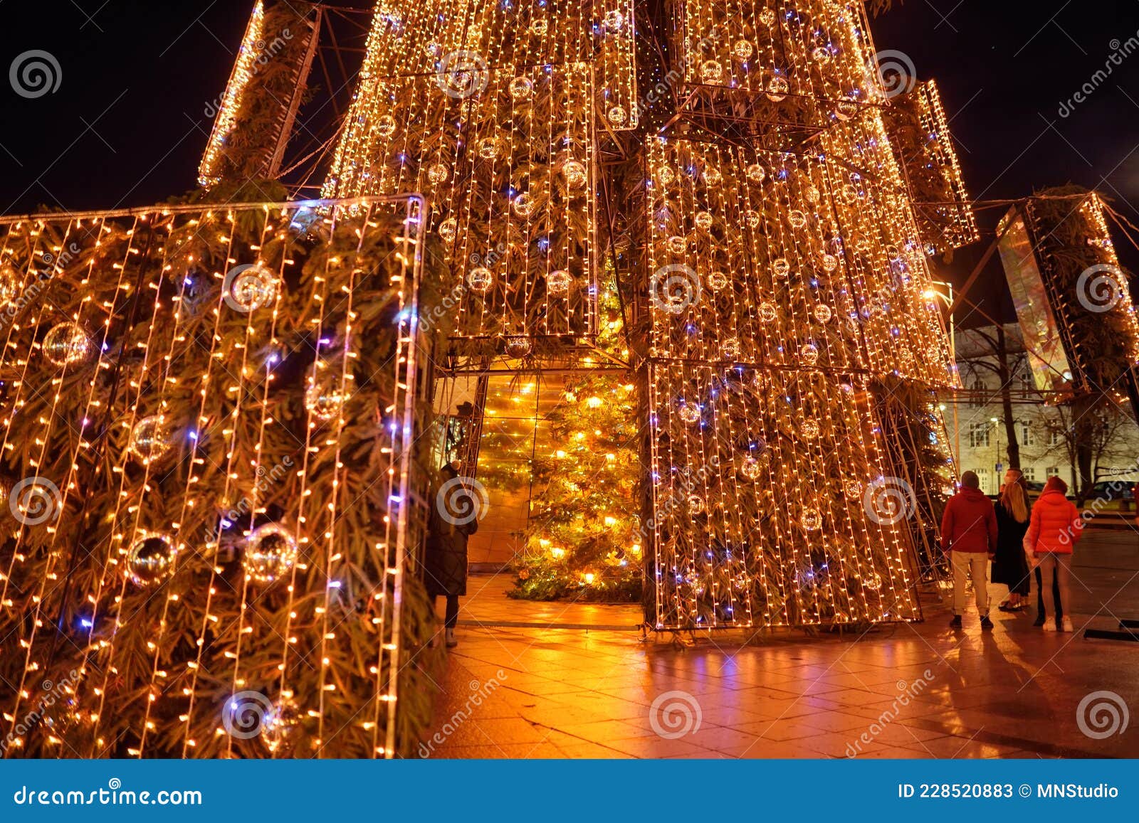 VILNIUS, LITHUANIA DECEMBER 2020 Beautiful Christmas Tree on the
