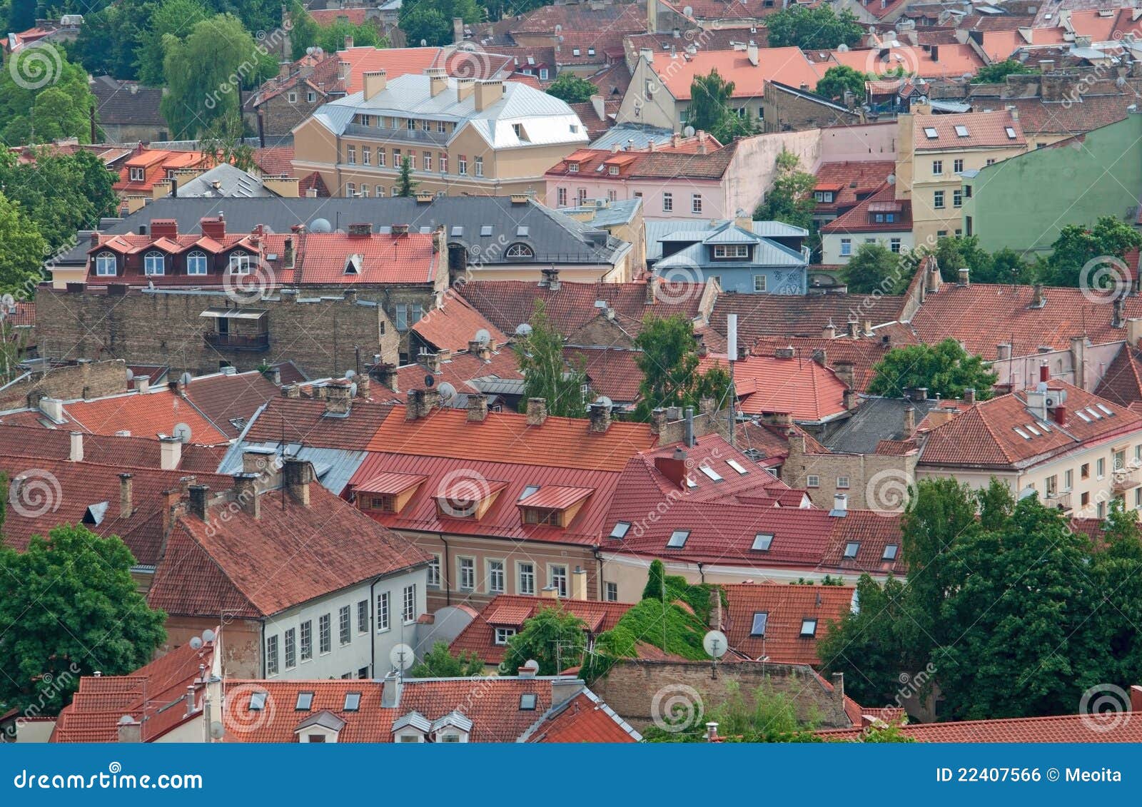 Vilnius old town roofs stock photo. Image of tree, lithuanian 22407566