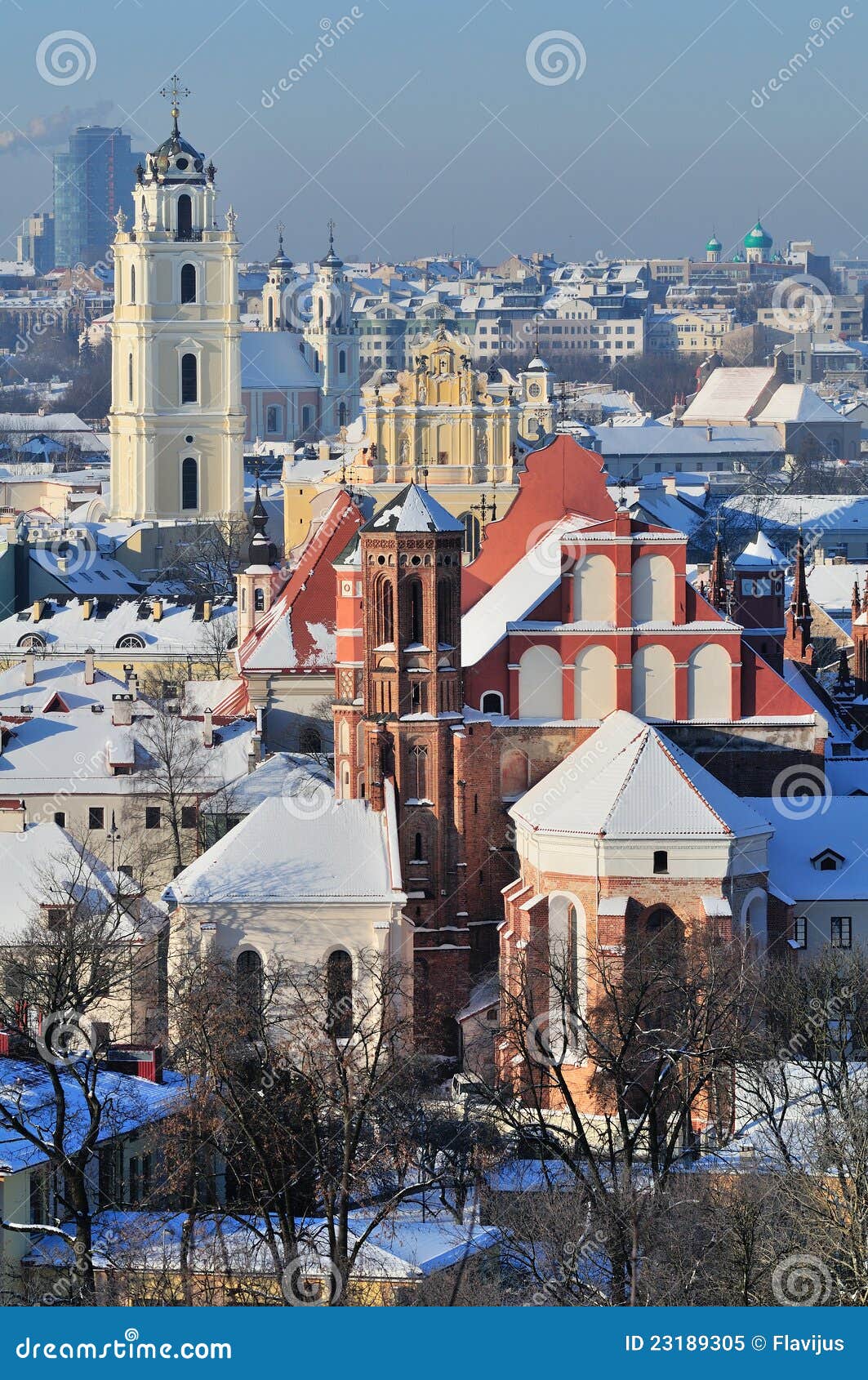 Vilnius winter stock image. Image of panorama, built 23189305