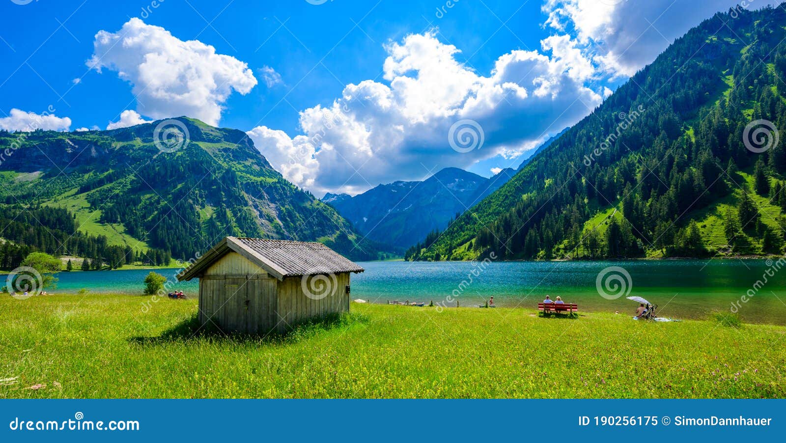 vilsalpsee vilsalp lake at tannheimer tal, beautiful mountain scenery in alps at tannheim, reutte, tirol - austria