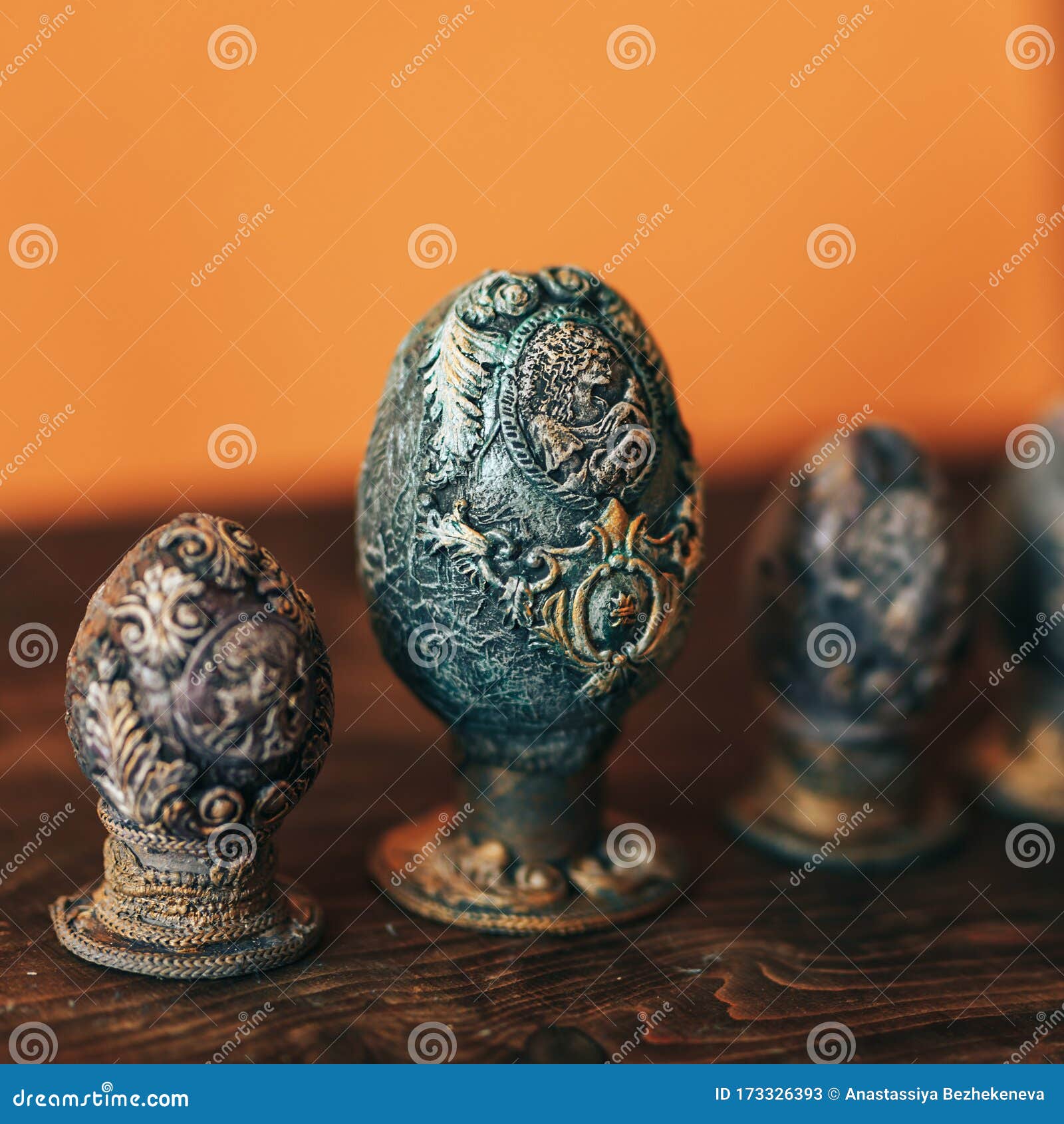 Vinage Easter Eggs Decorated with Papier-mache Hand Made Stock ...
